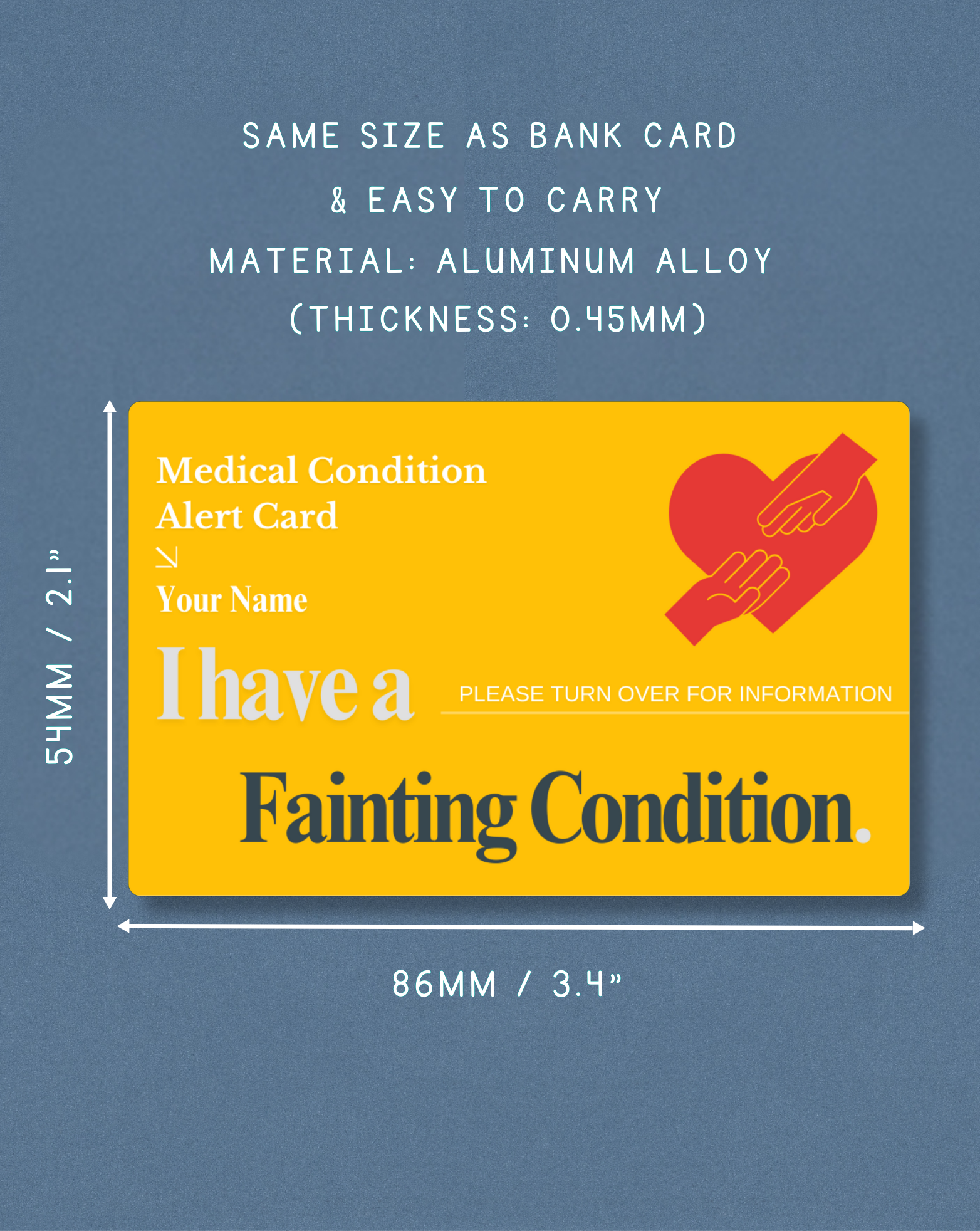 Fainting Condition Medical Alert Card