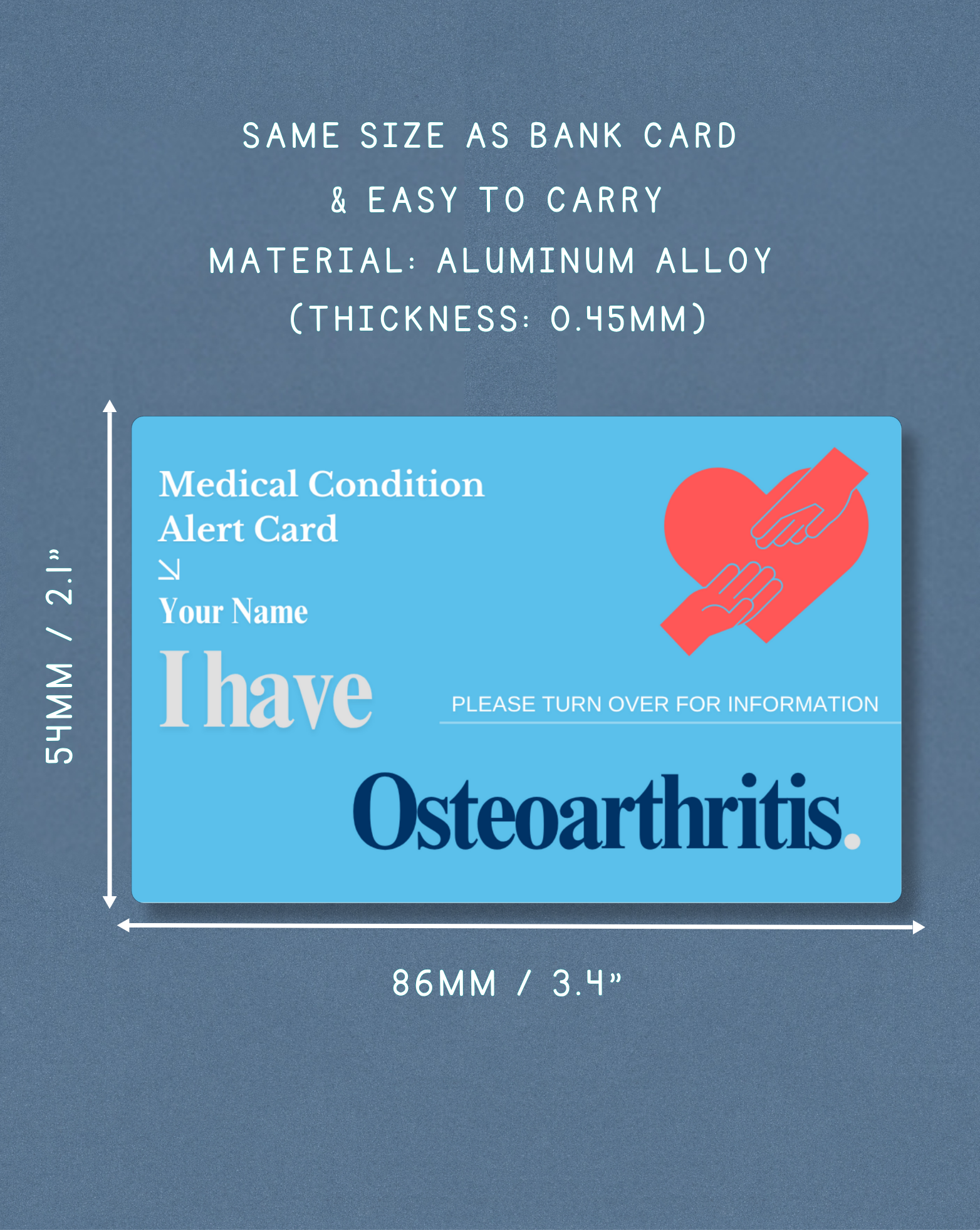 Osteoarthritis Medical Alert Card