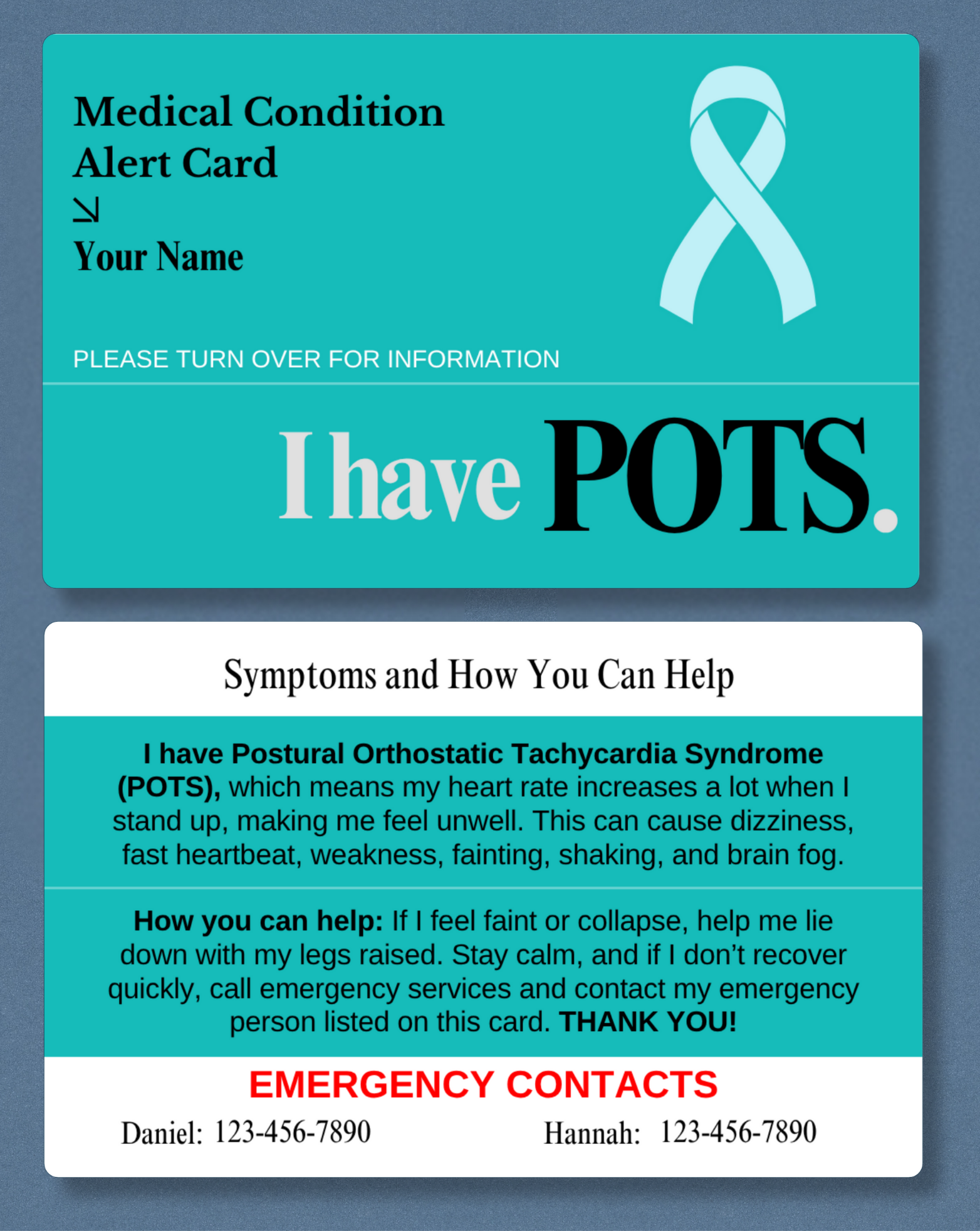 POTS Medical Alert Card