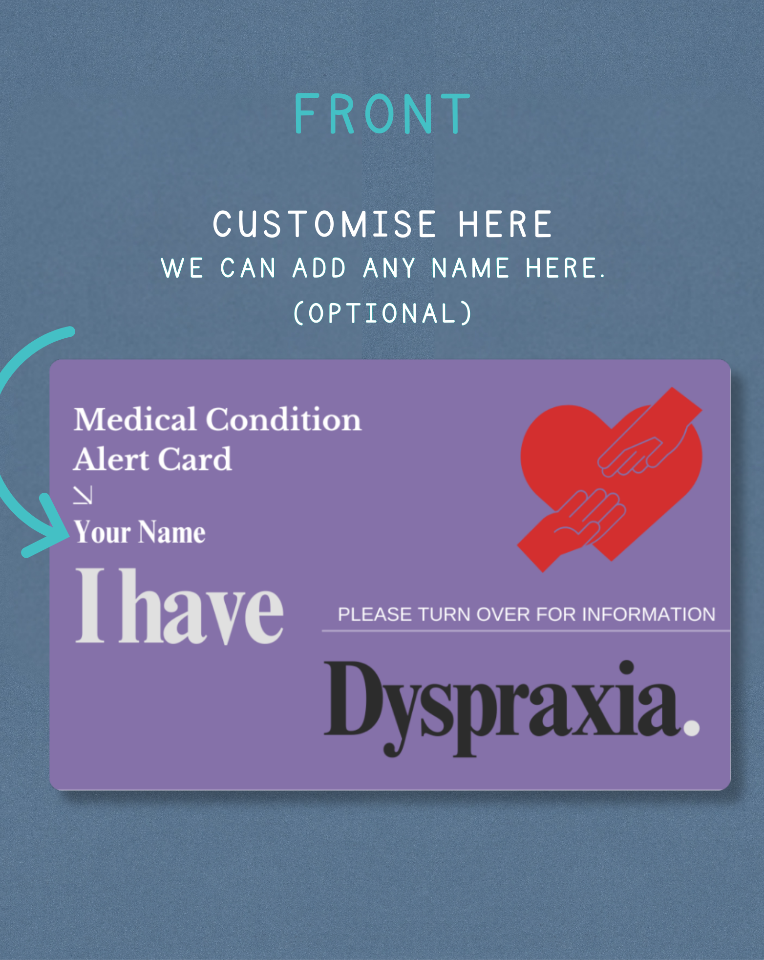 Dyspraxia Medical Alert Card