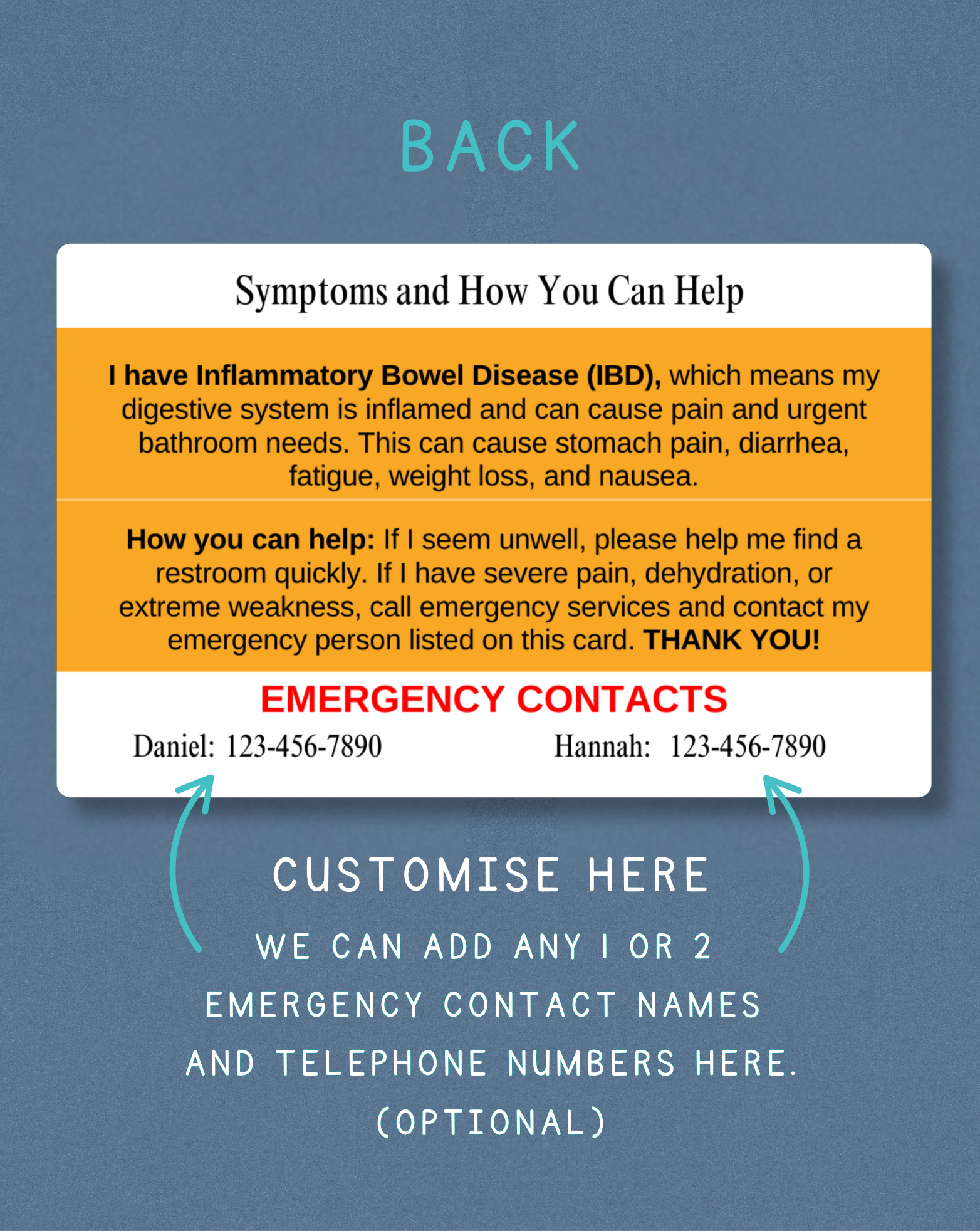 IBD Medical Alert Card