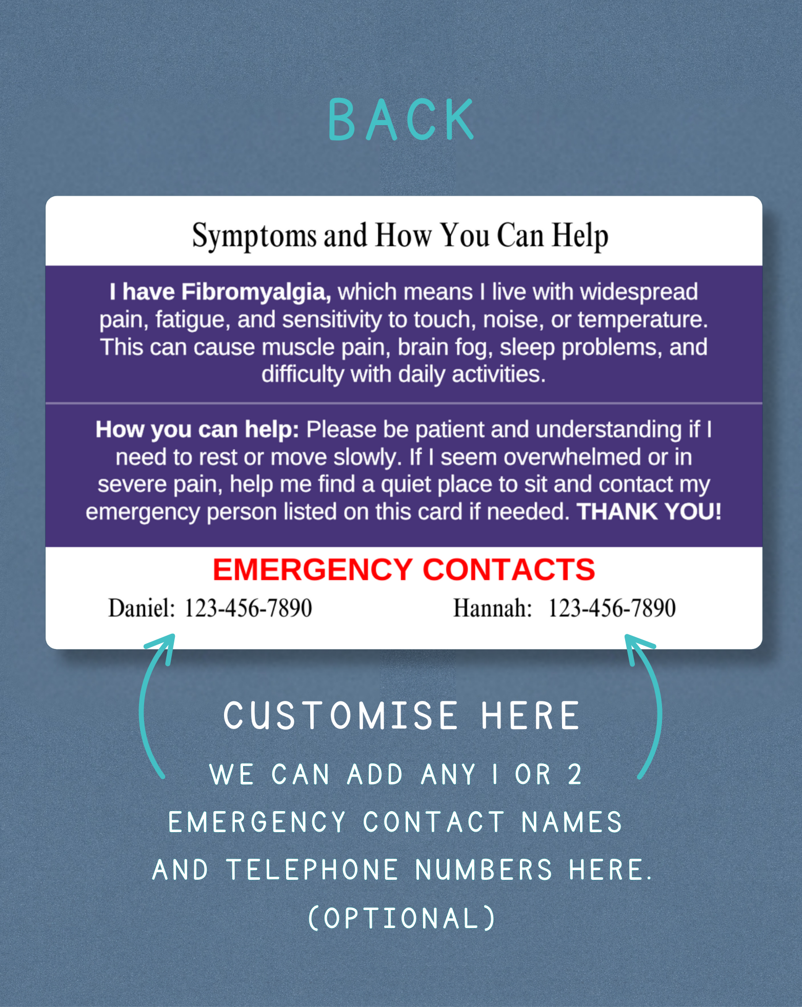 Fibromyalgia Medical Alert Card