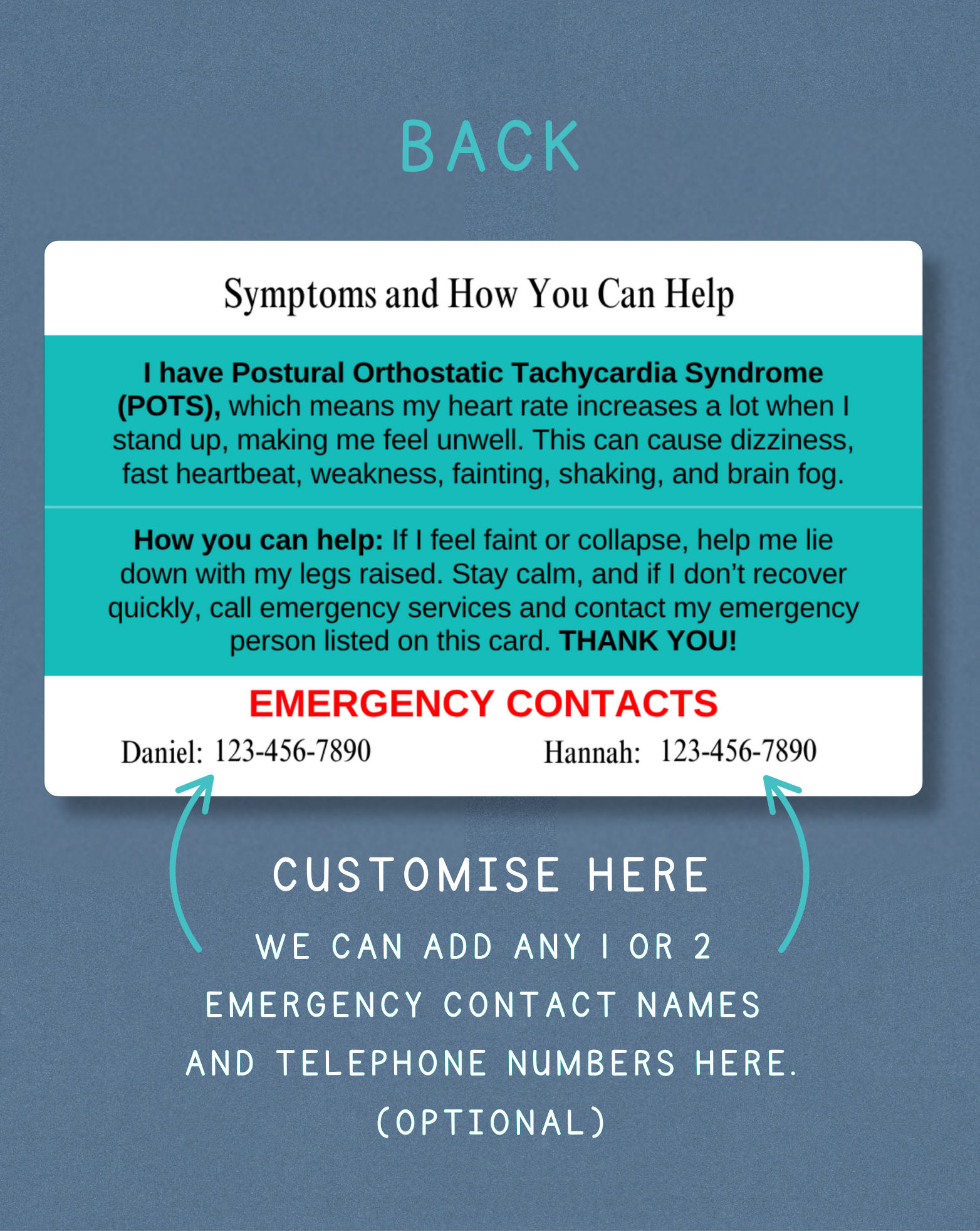 POTS Medical Alert Card