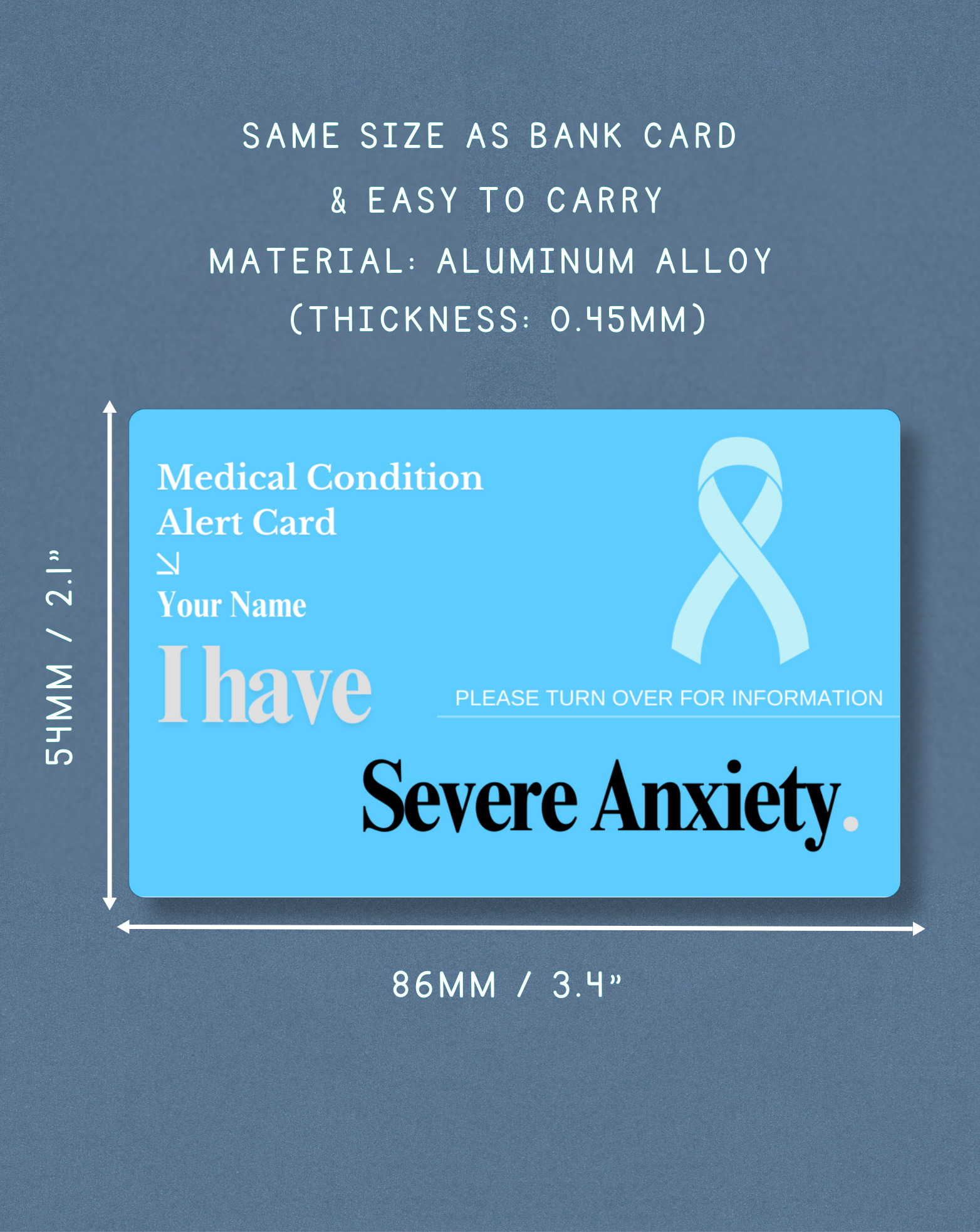 Severe Anxiety Medical Alert Card