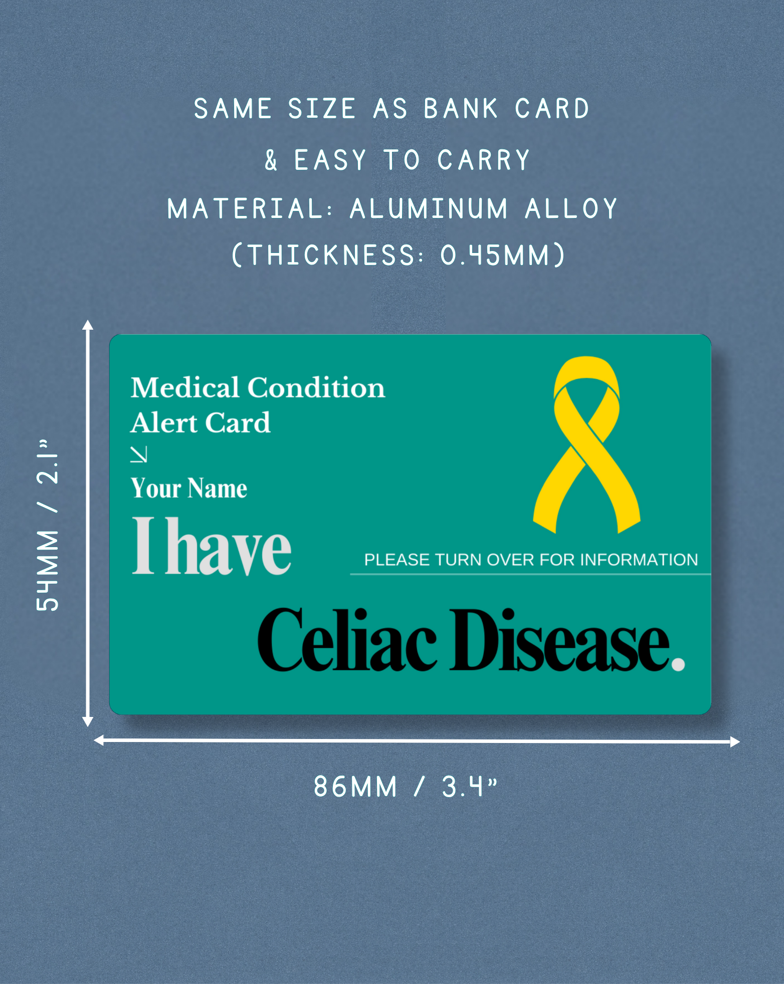 Celiac Disease Alert Card