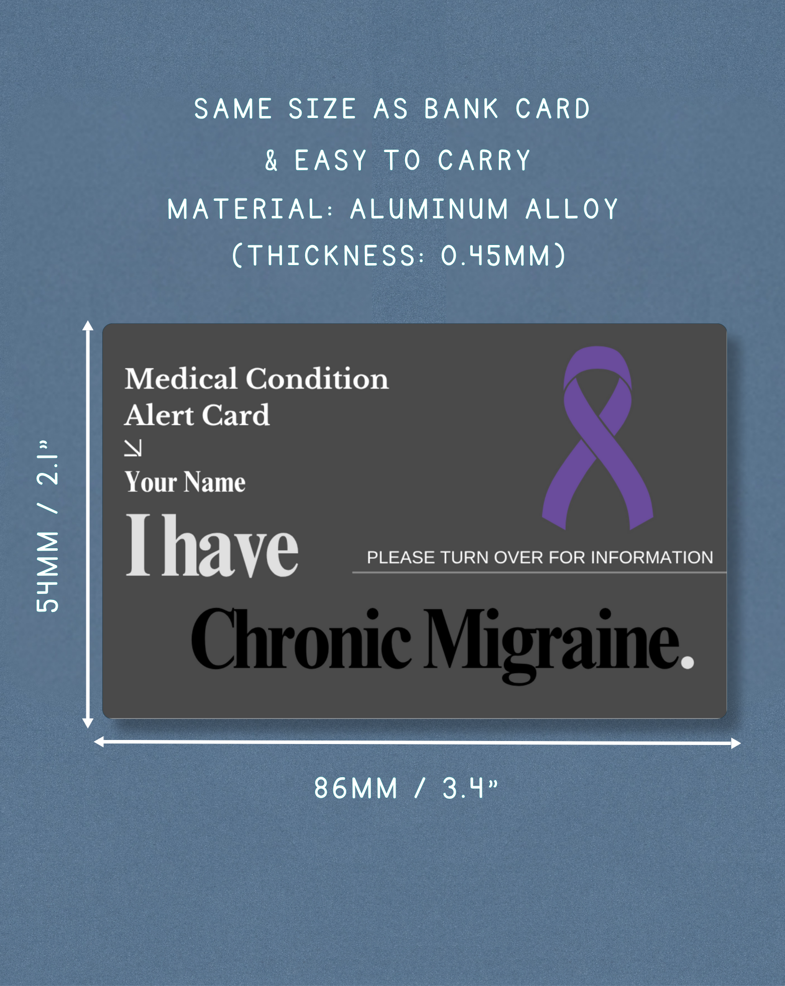 Chronic Migraine Medical Alert Card