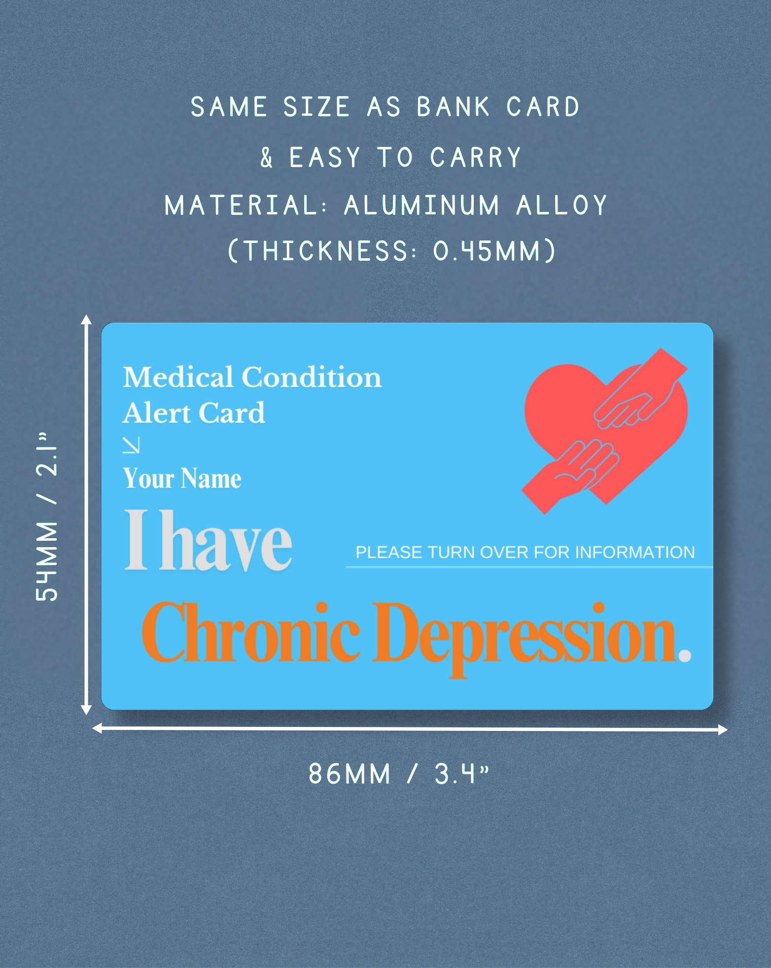 Chronic Depression Medical Alert Card