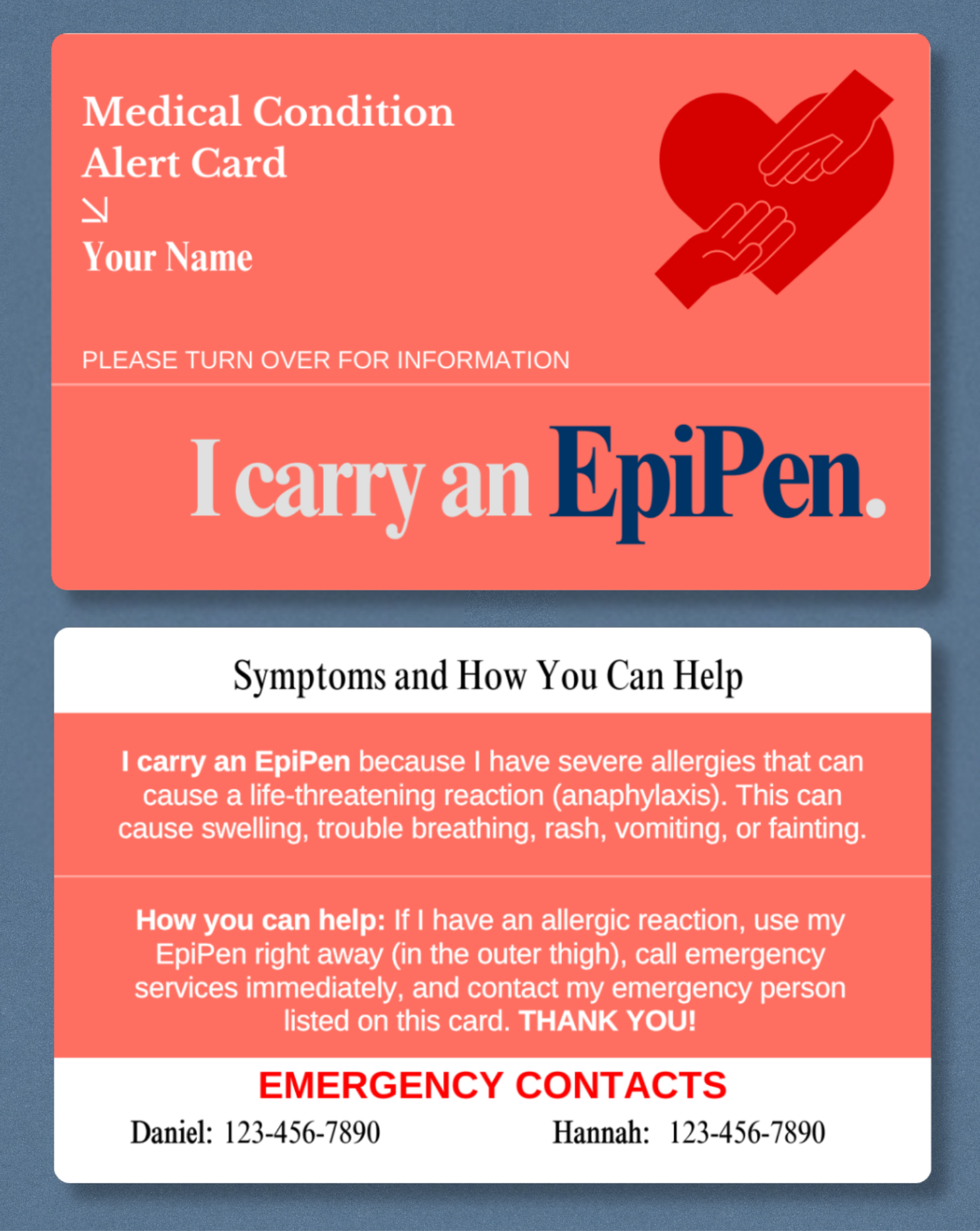 EpiPen Alert Card