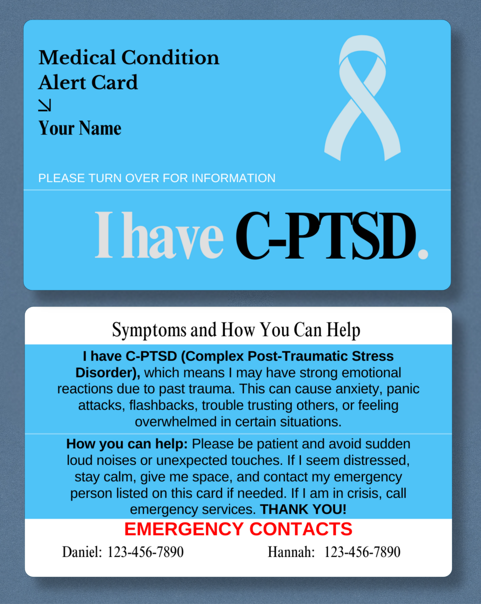 C-PTSD Medical Alert Card
