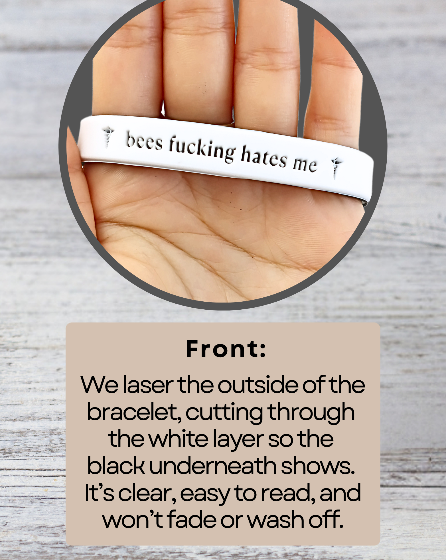 Bees Fucking Hates Me - Funny Alert Bracelet