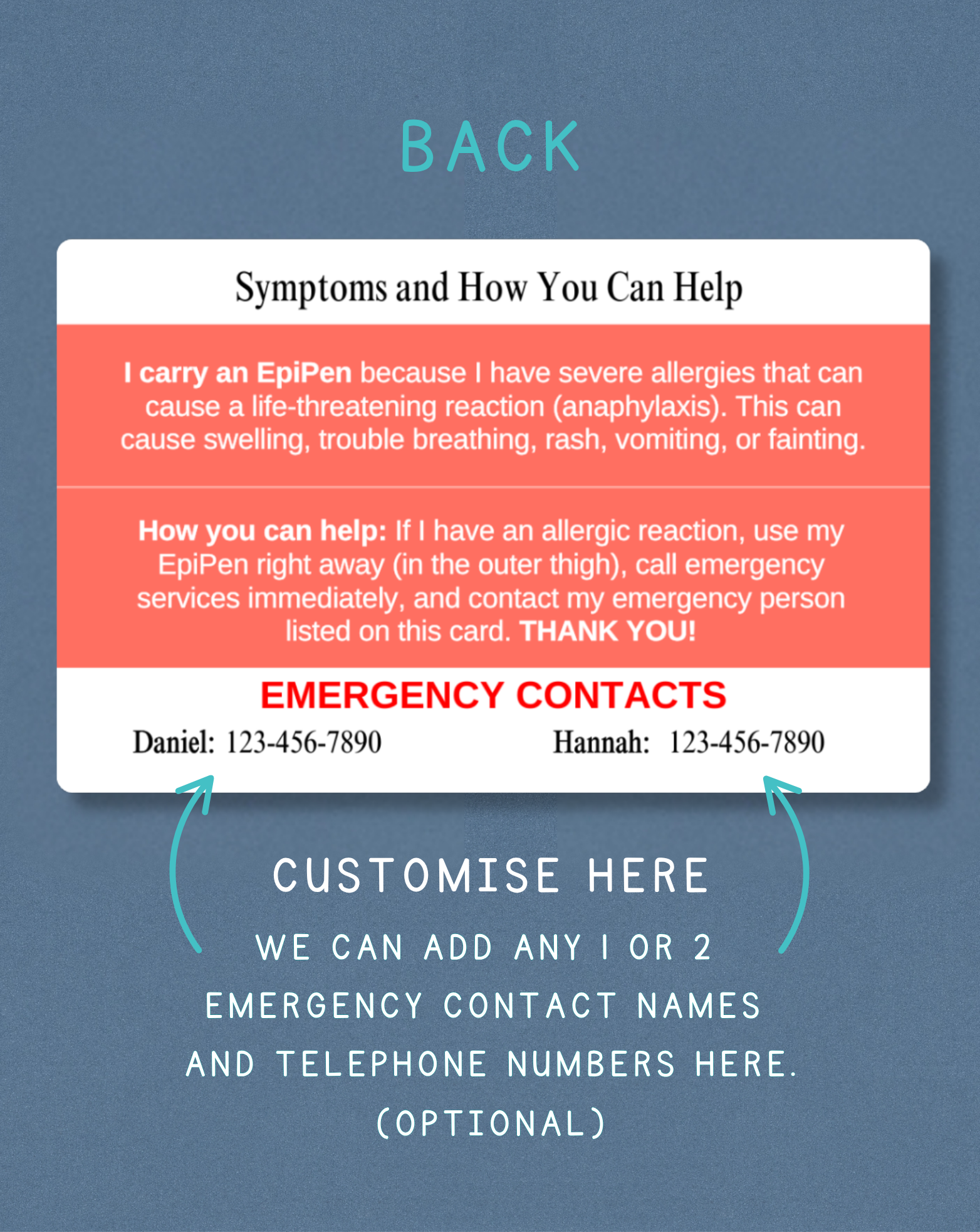 EpiPen Alert Card