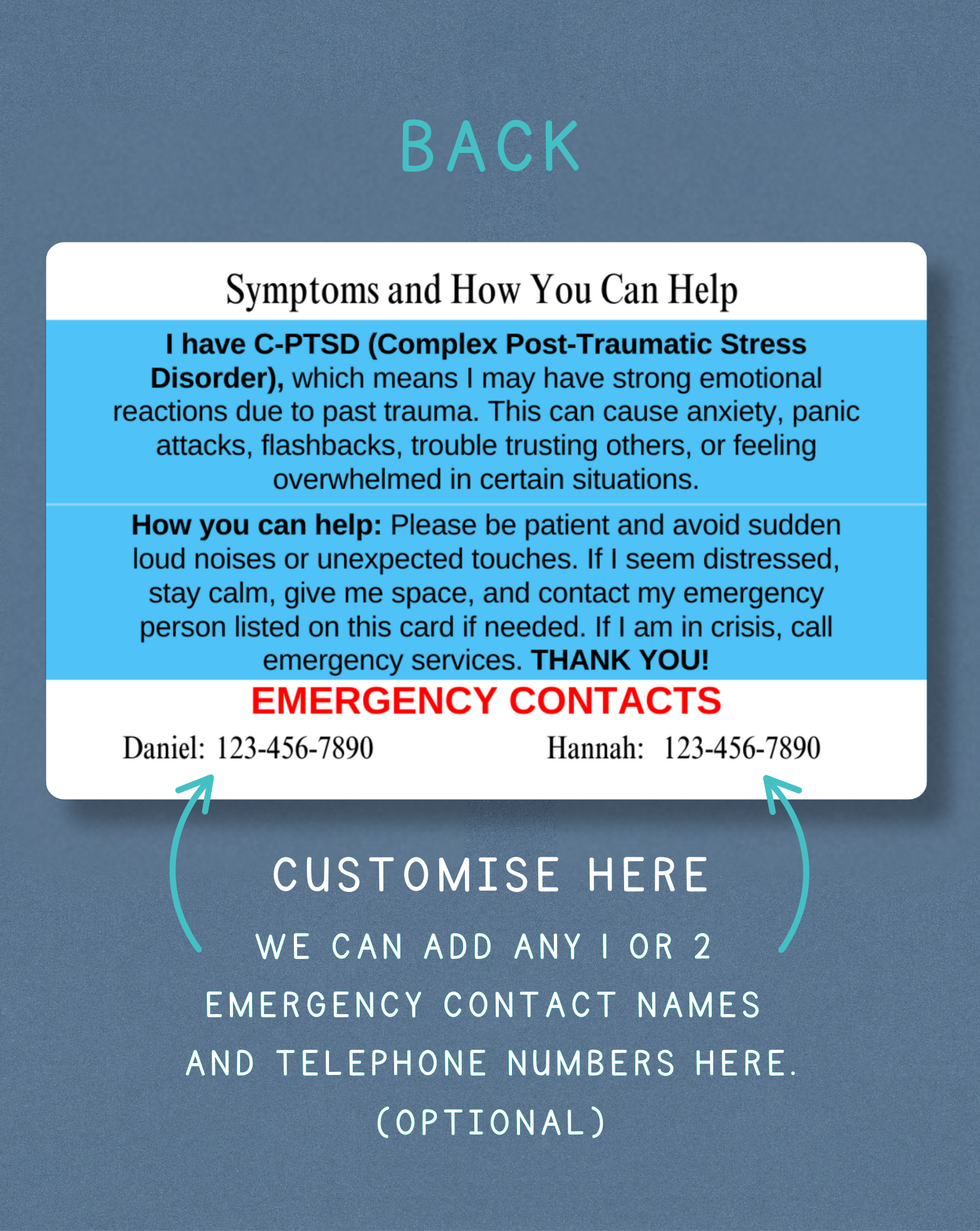 C-PTSD Medical Alert Card