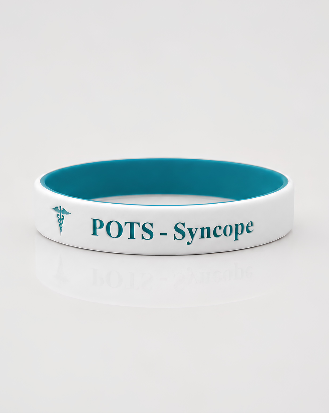 Teal personalised silicone medical alert bracelet