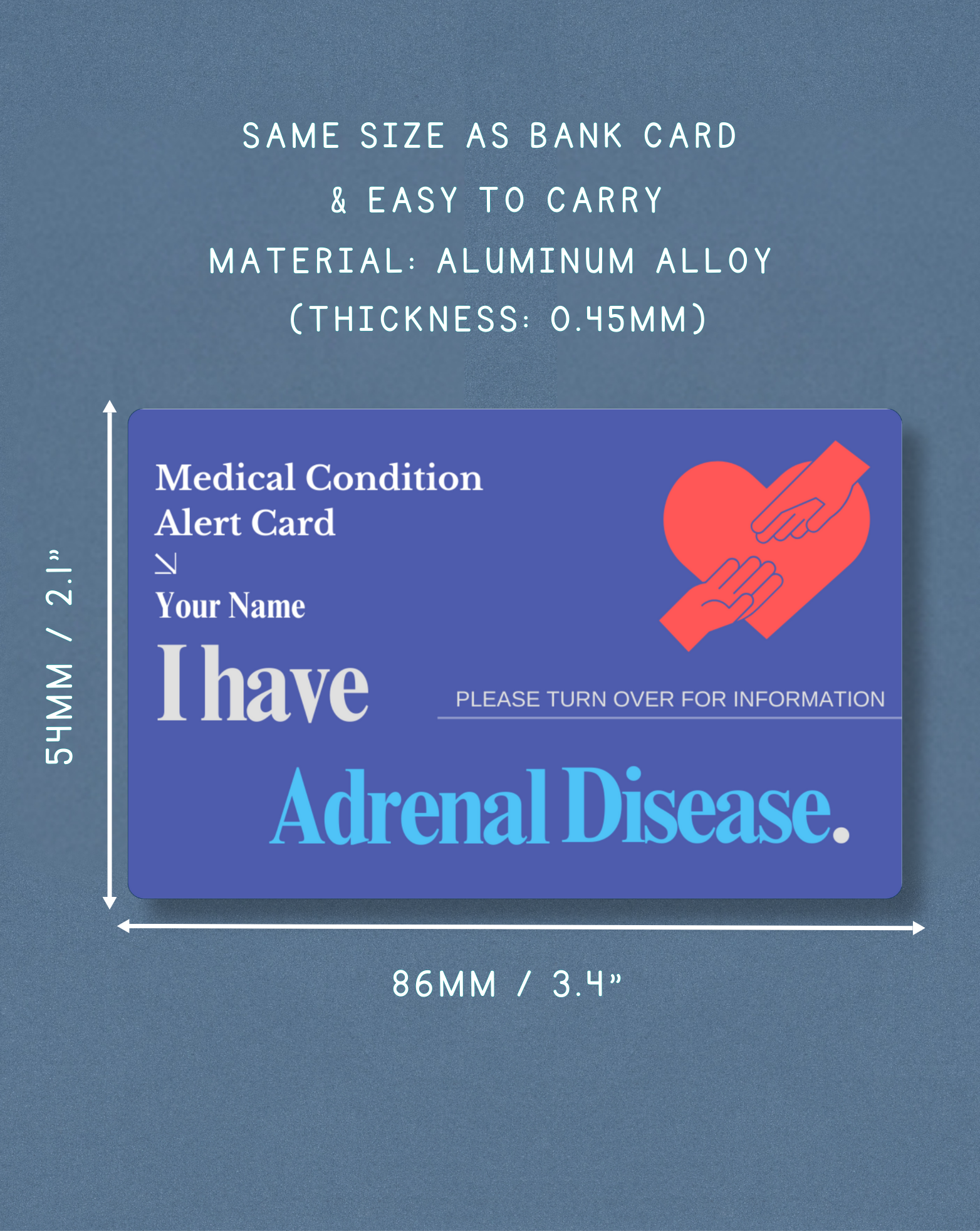 Adrenal Disease Medical Alert Card