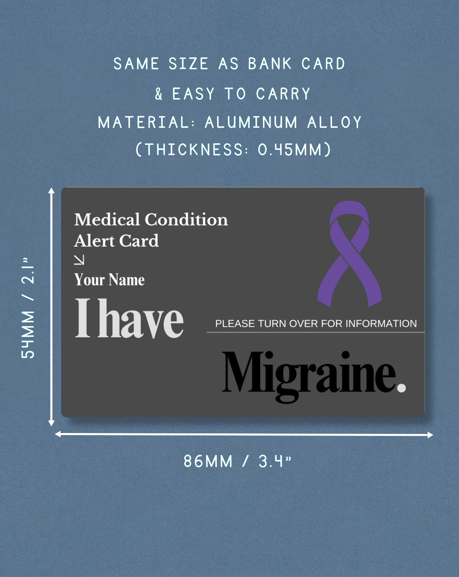 Migraine Medical Alert Card