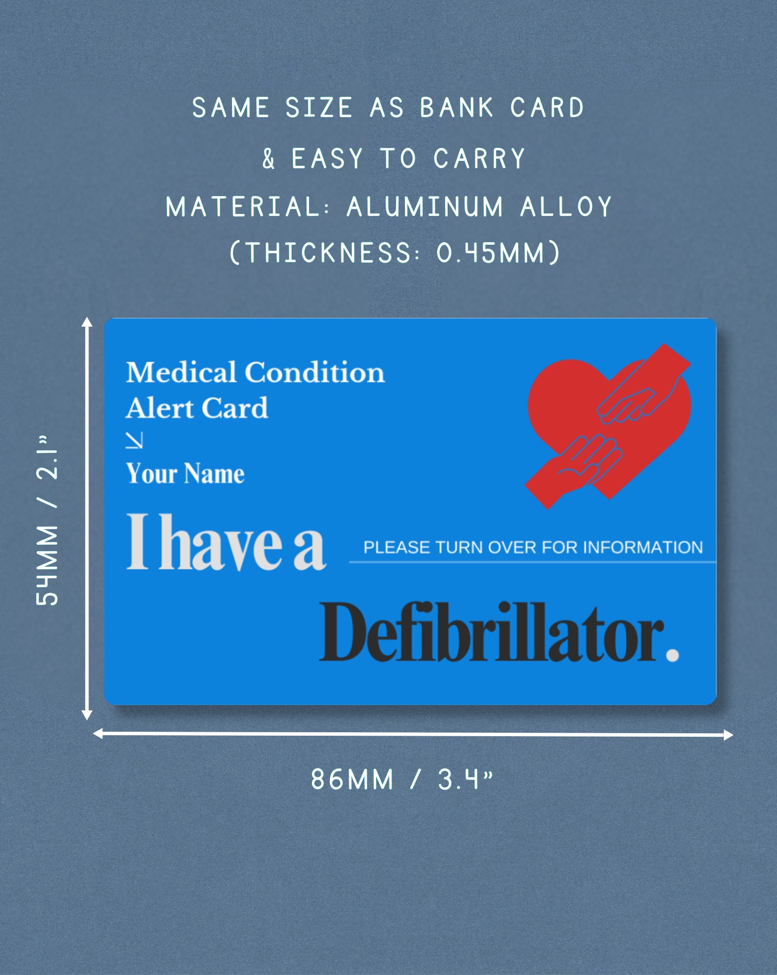 Defibrillator Medical Alert Card