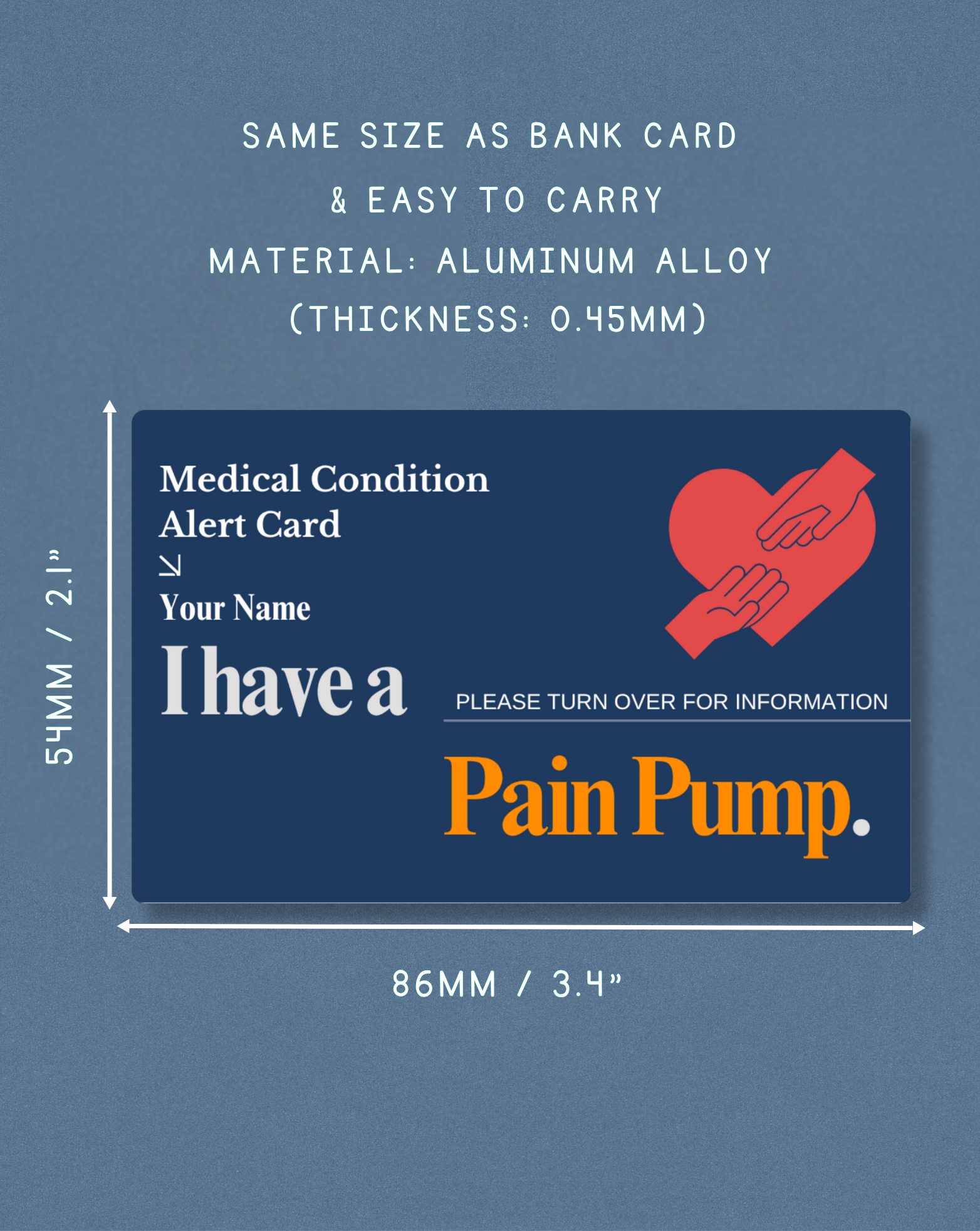 Pain Pump Medical Alert Card