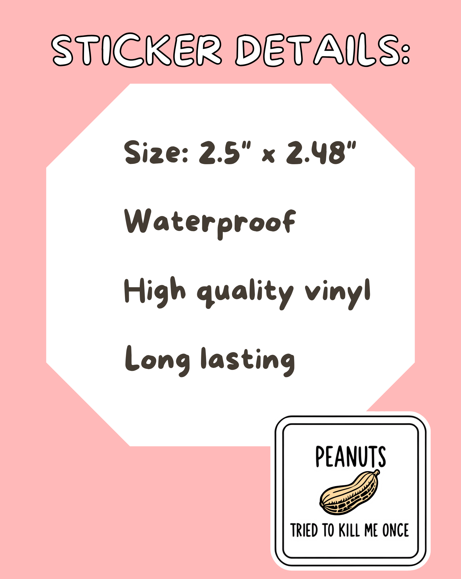 Peanuts Kill Me Sticker