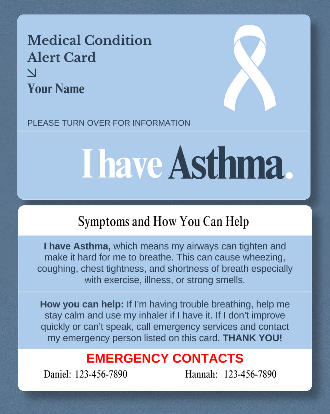 Asthma Medical Alert Card