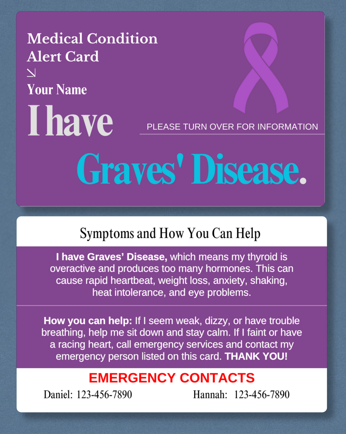 Graves Disease Medical Alert Card
