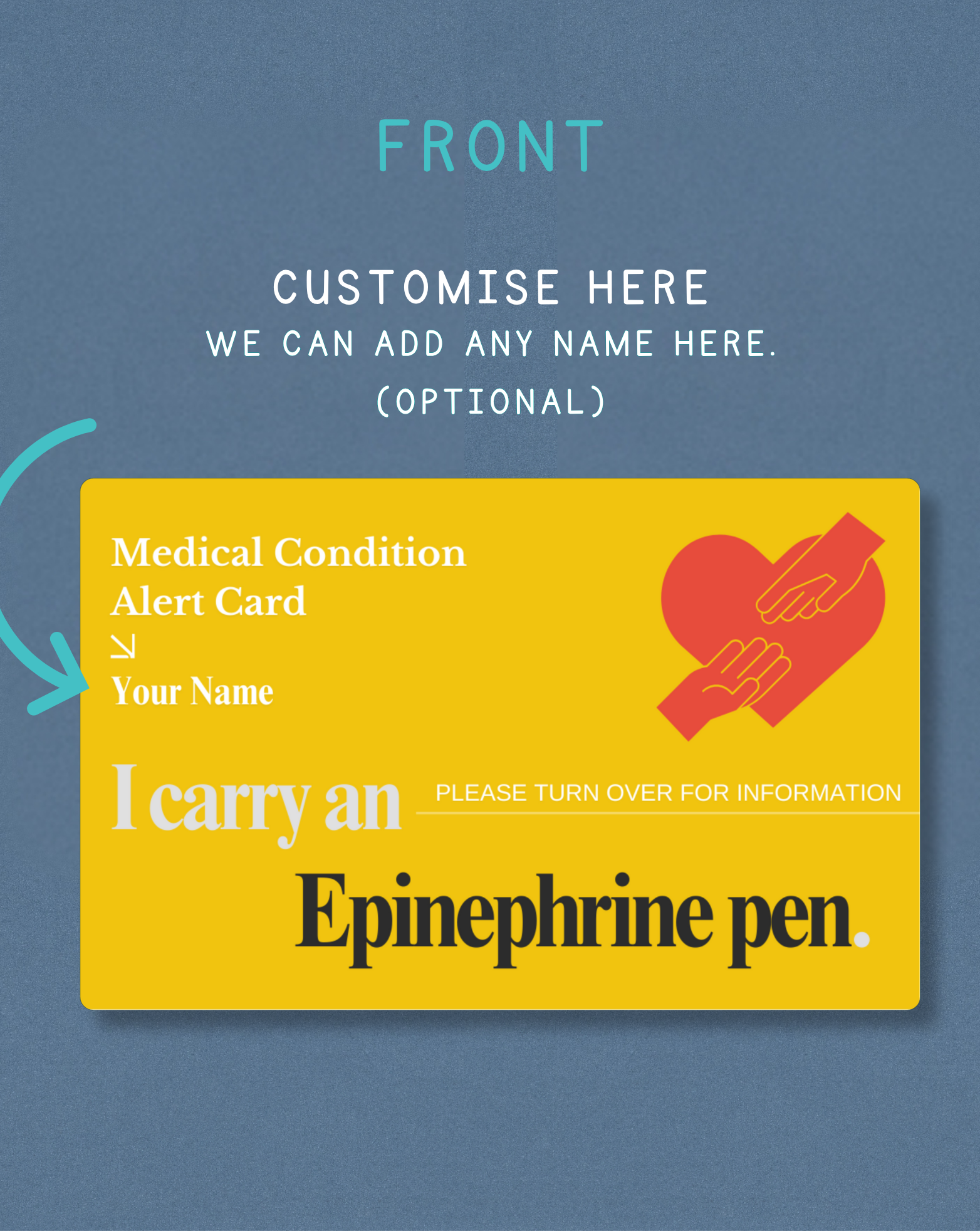 Epinephrine Pen Alert Card