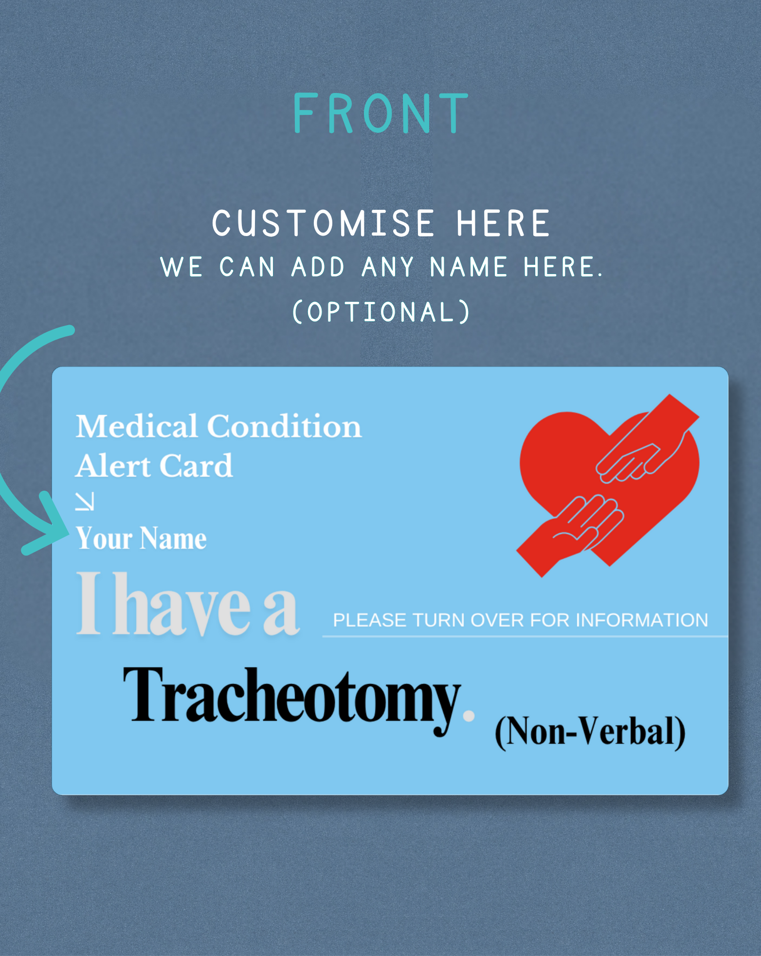 Tracheostomy (Non Verbal) Medical Alert Card