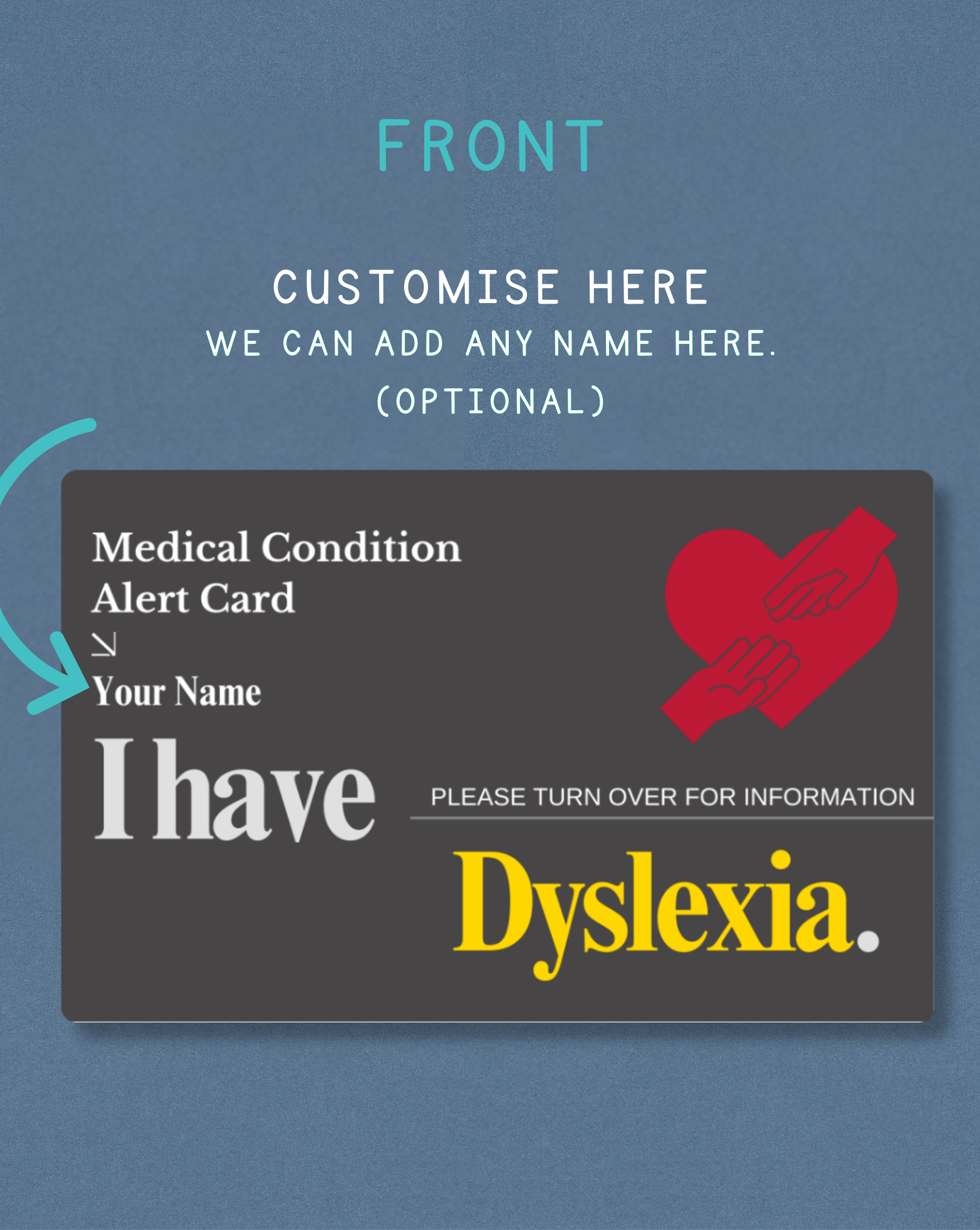 Dyslexia Medical Alert Card