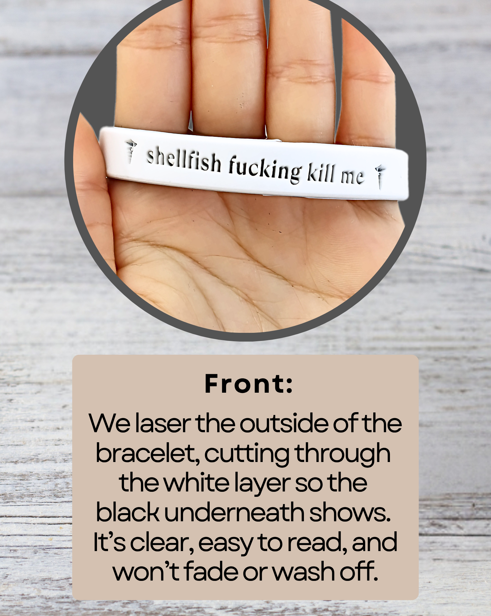 Shellfish Fucking Kill Me - Funny Alert Bracelet