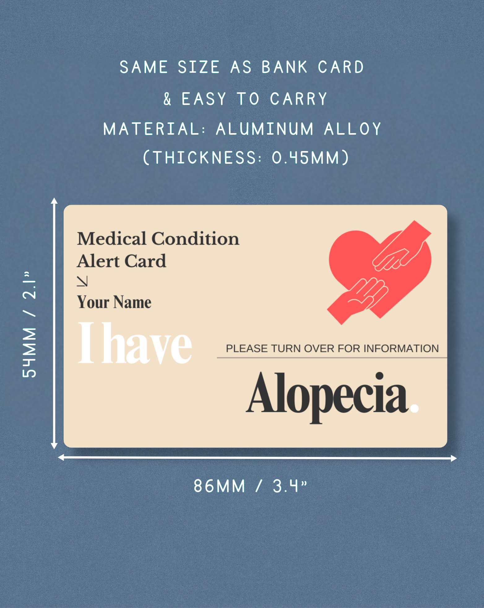 Alopecia Medical Alert Card