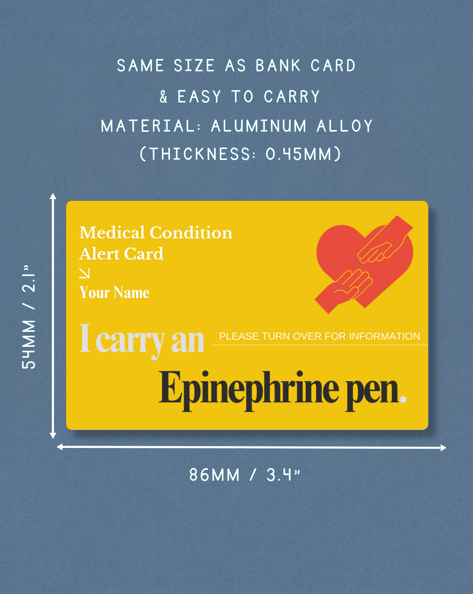 Epinephrine Pen Alert Card