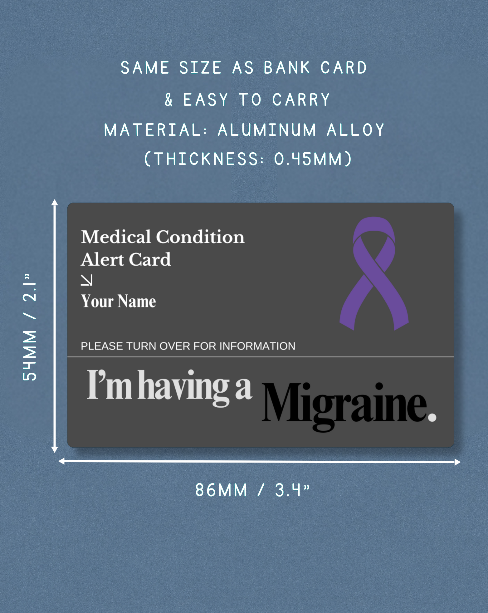 Migraine Medical Alert Card