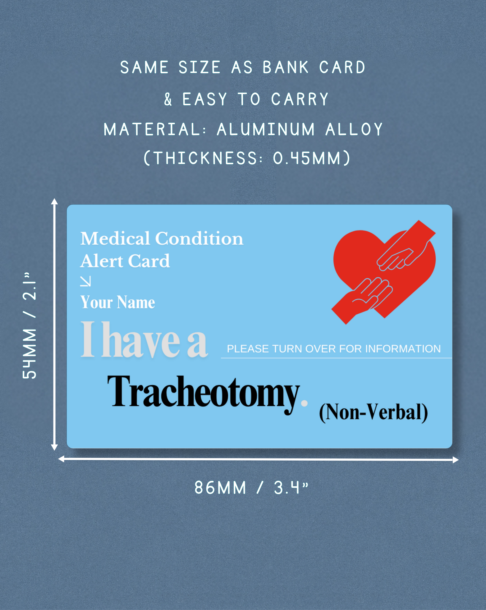 Tracheostomy (Non Verbal) Medical Alert Card