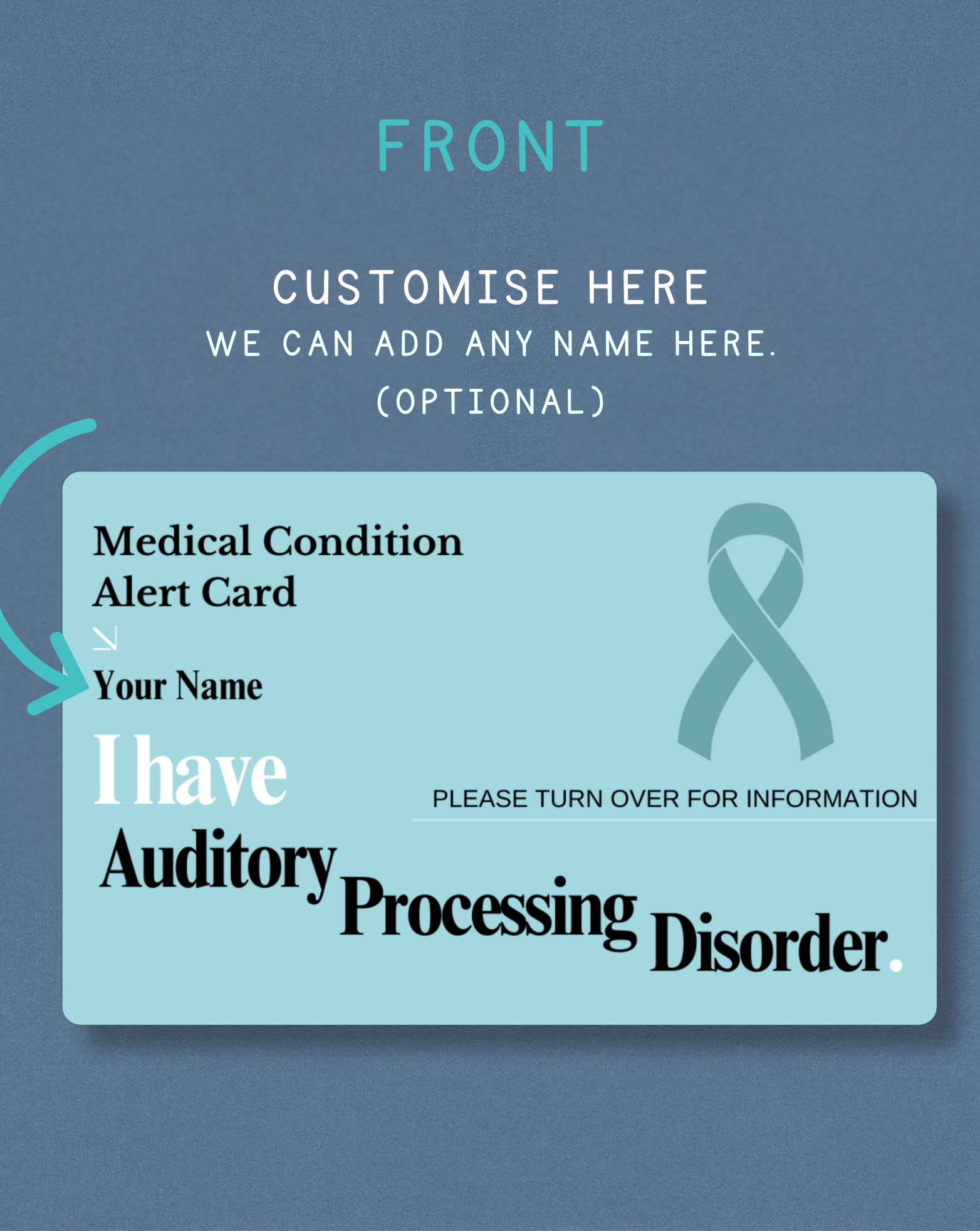 Auditory Processing Disorder Medical Alert Card