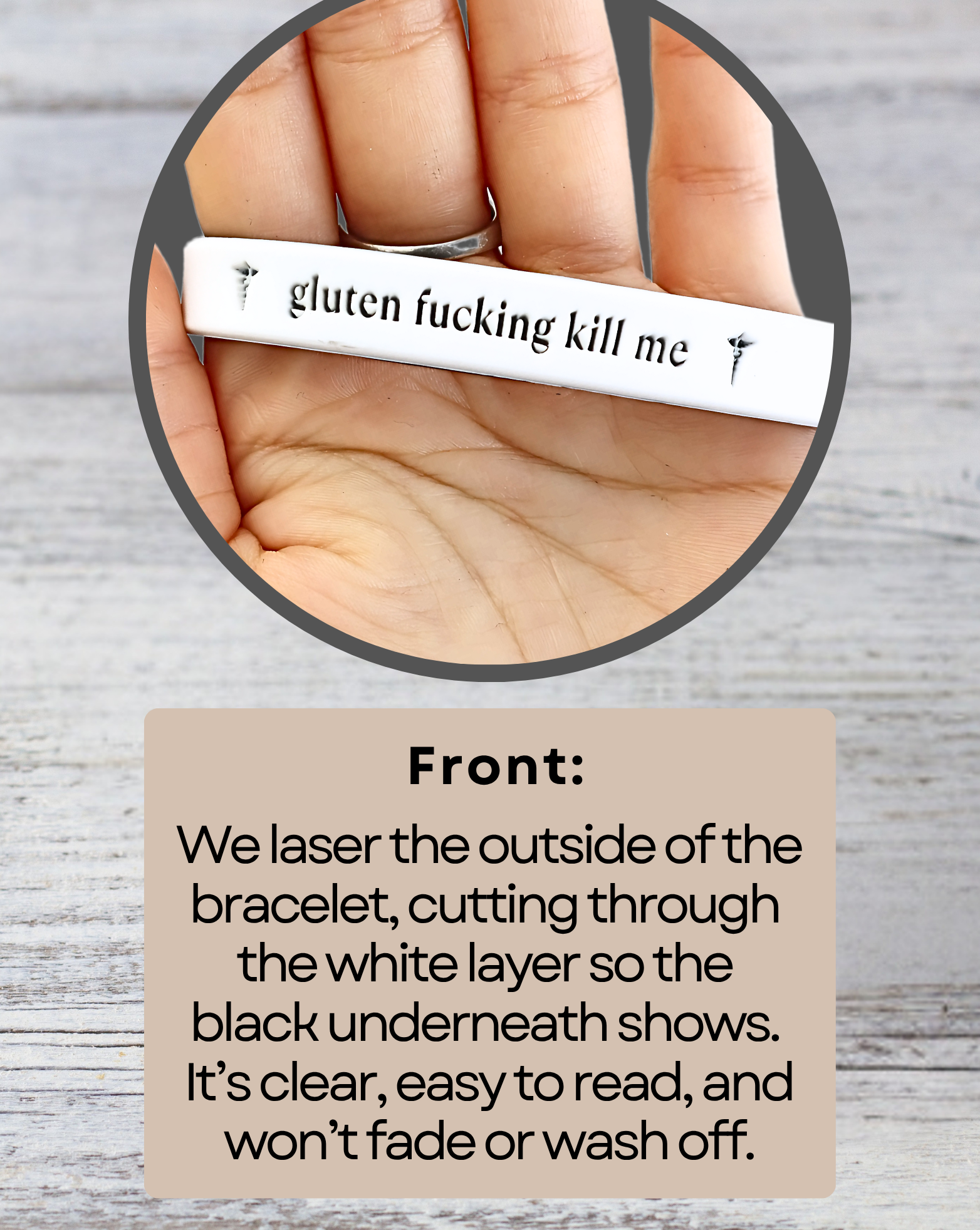 Gluten Fucking Kill Me - Funny Alert Bracelet