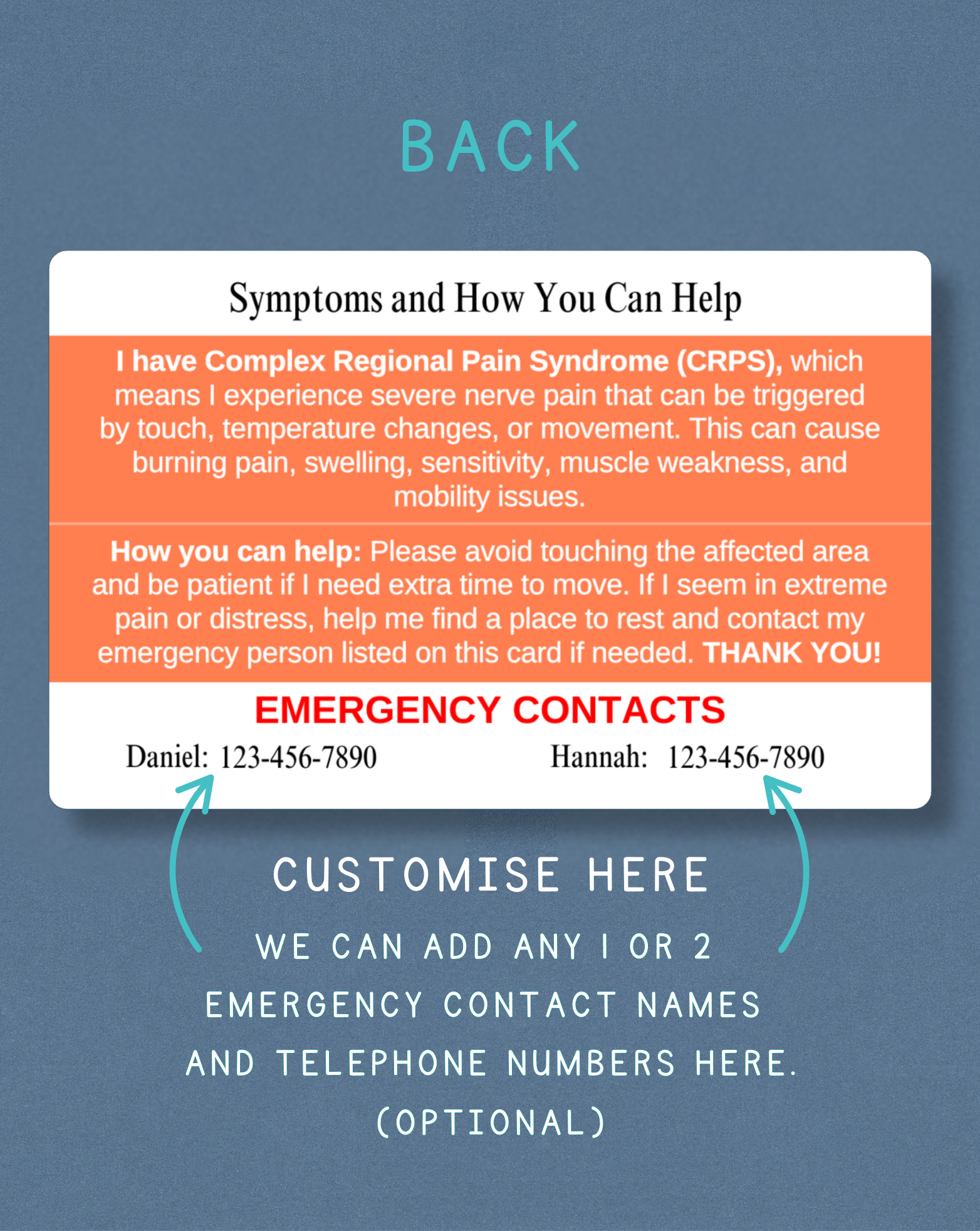 CRPS Medical Alert Card