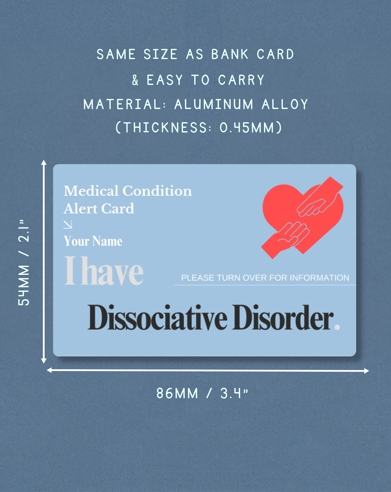 Dissociative Disorder Medical Alert Card