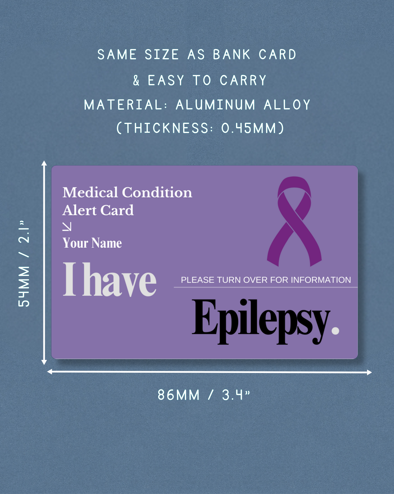 Epilepsy Medical Alert Card