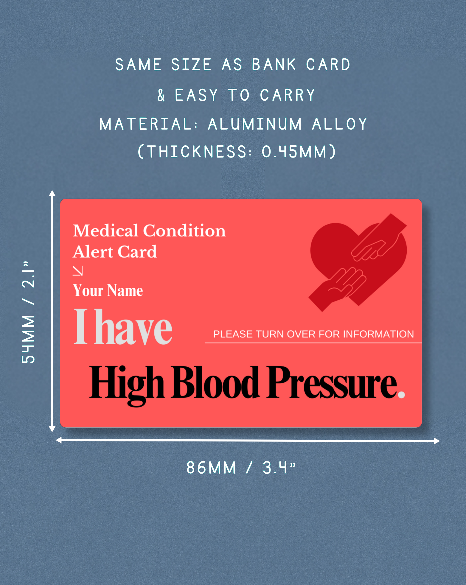 High Blood Pressure Medical Alert Card