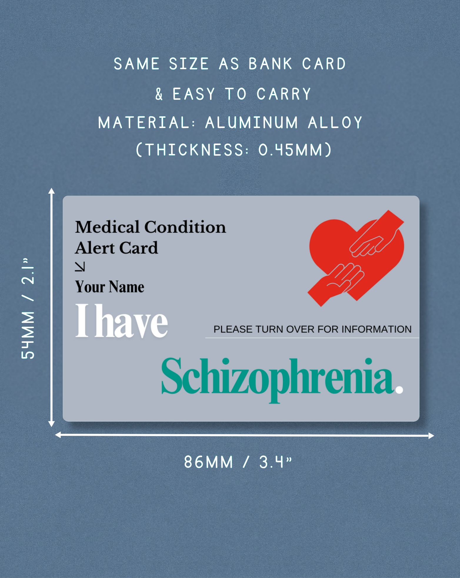 Schizophrenia Medical Alert Card