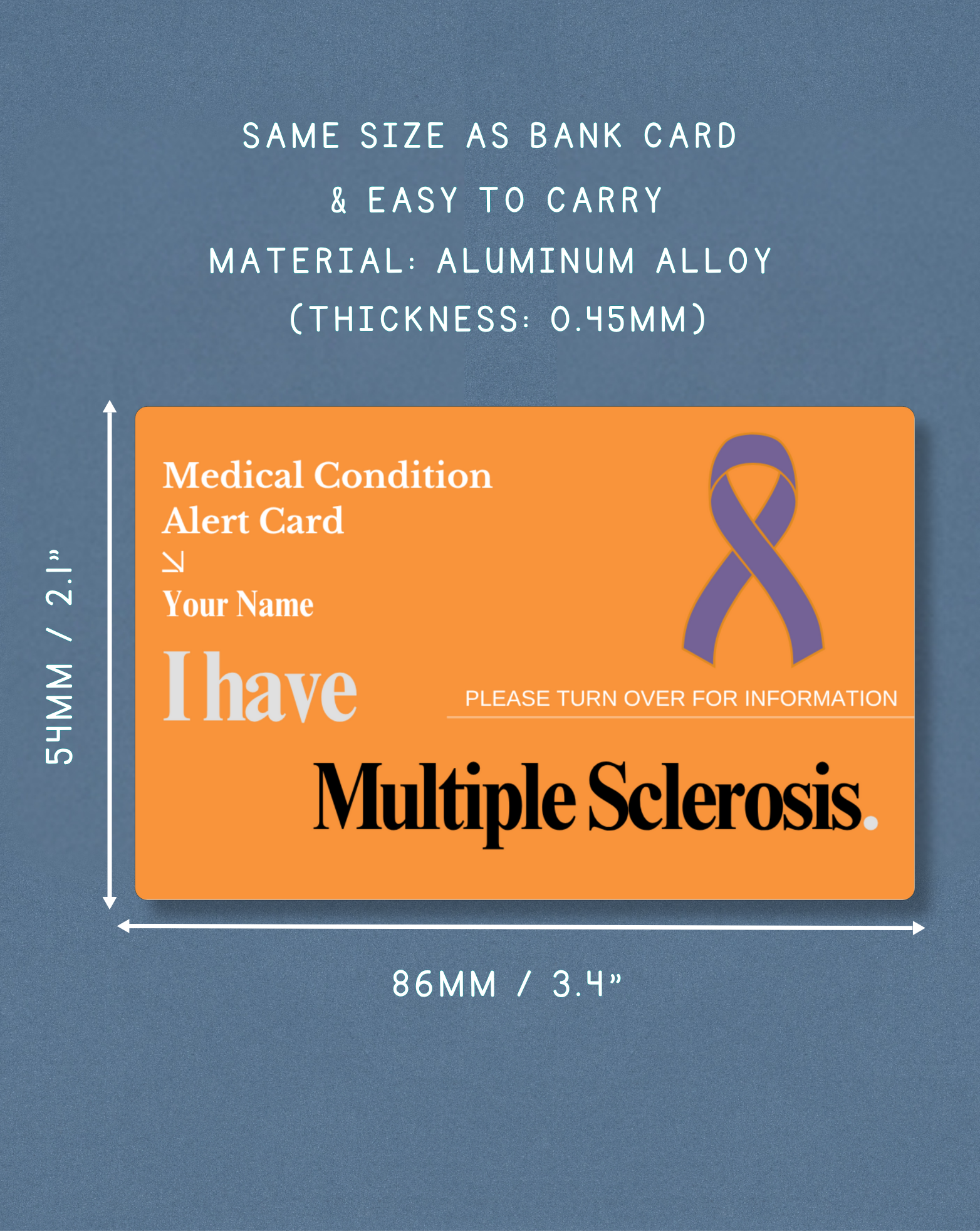 Multiple Sclerosis Medical Alert Card