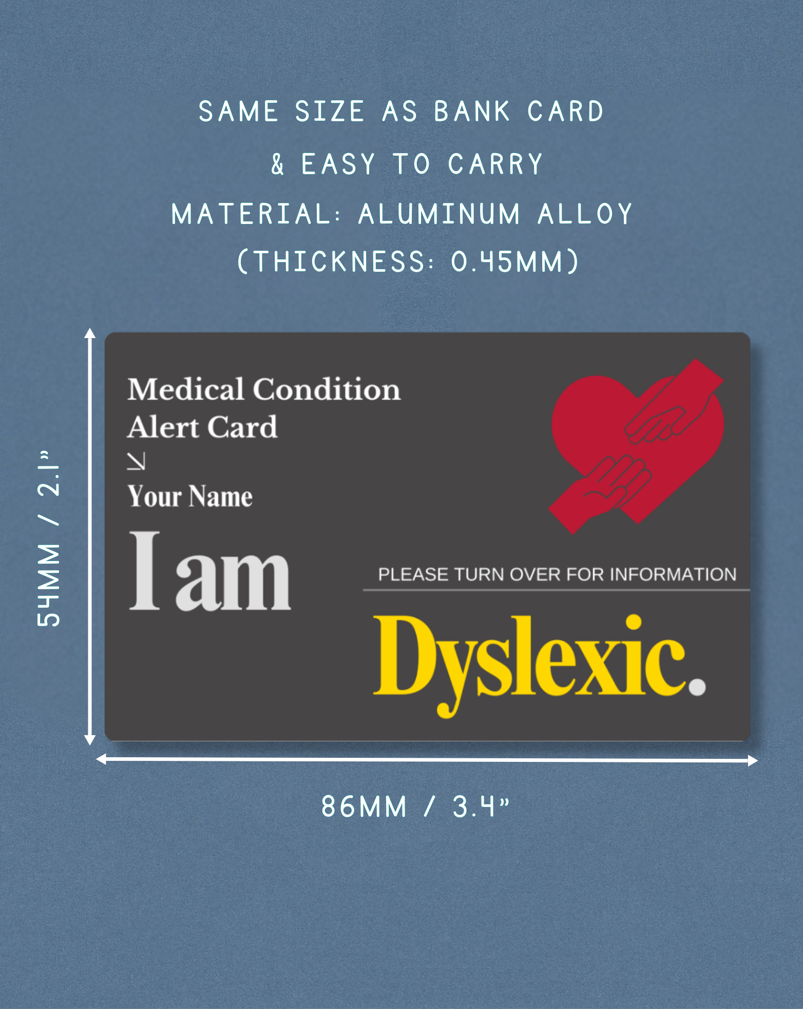 Dyslexic Medical Alert Card