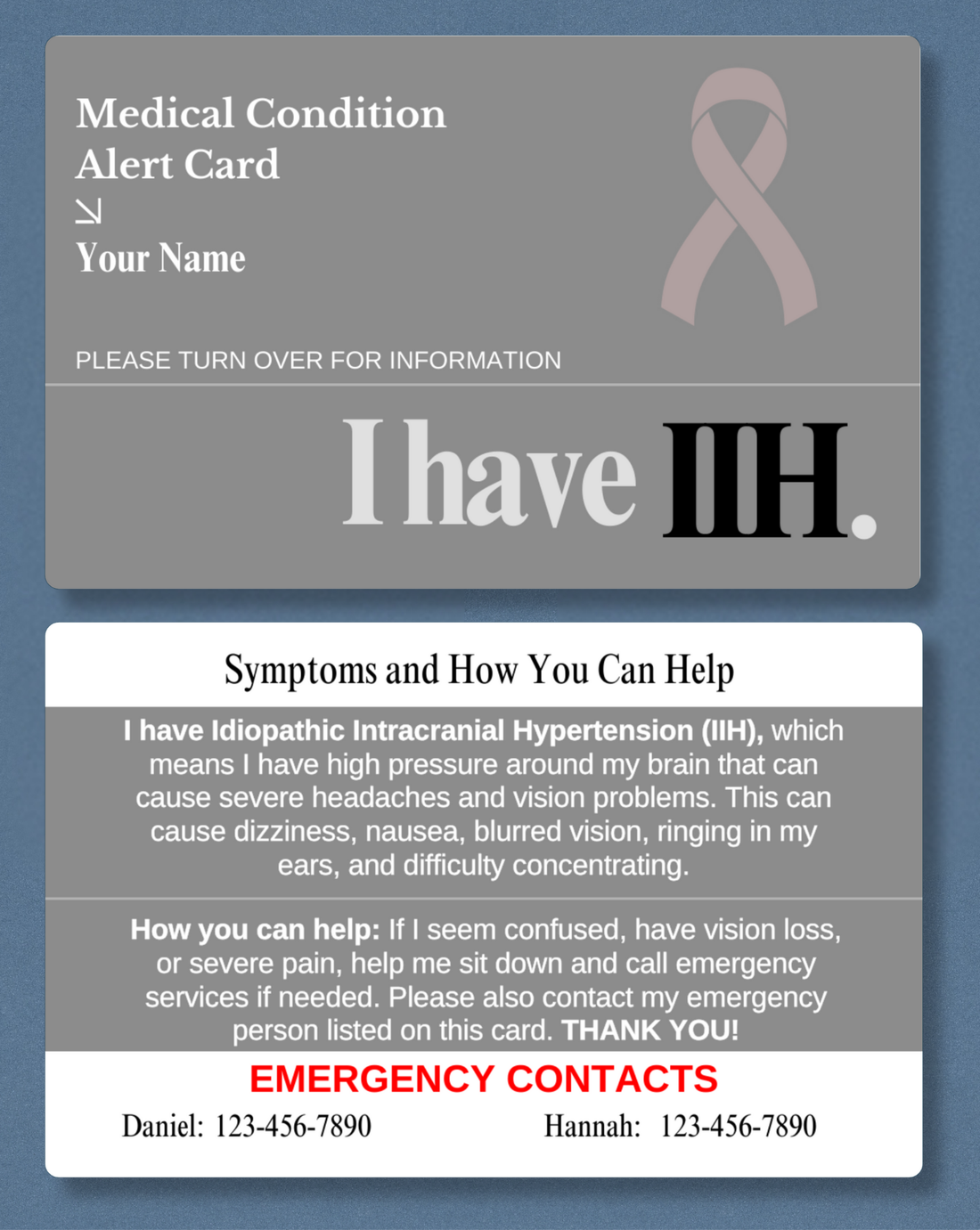 IIH Medical Alert Card