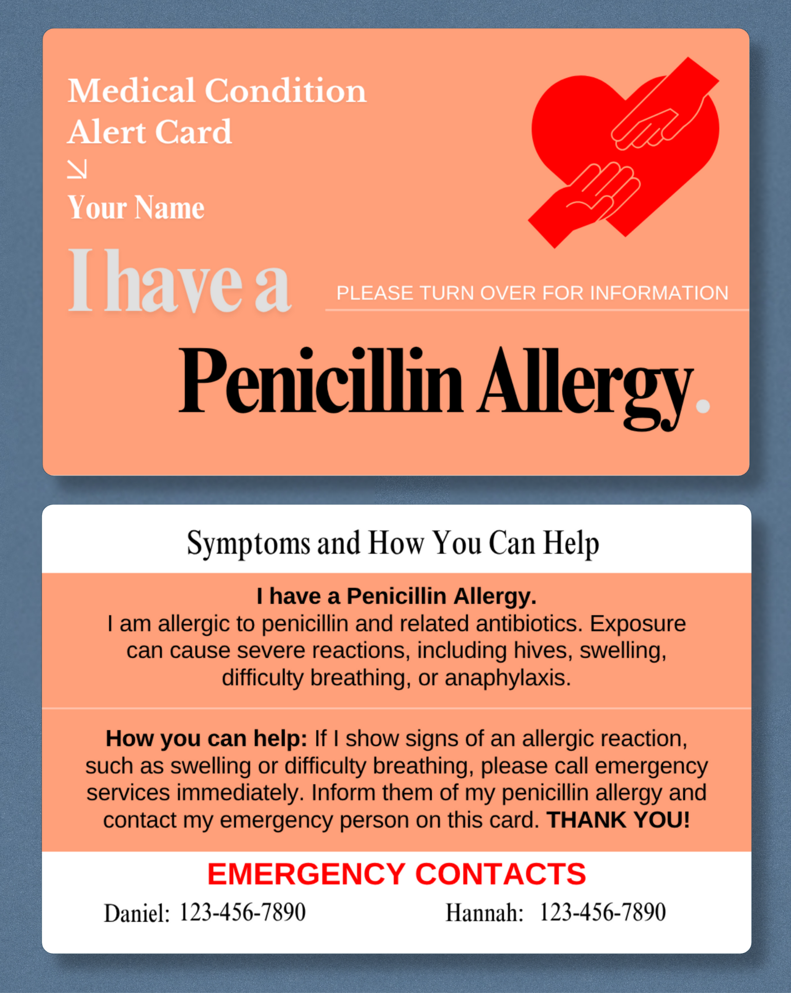 Penicillin Allergy Alert Card