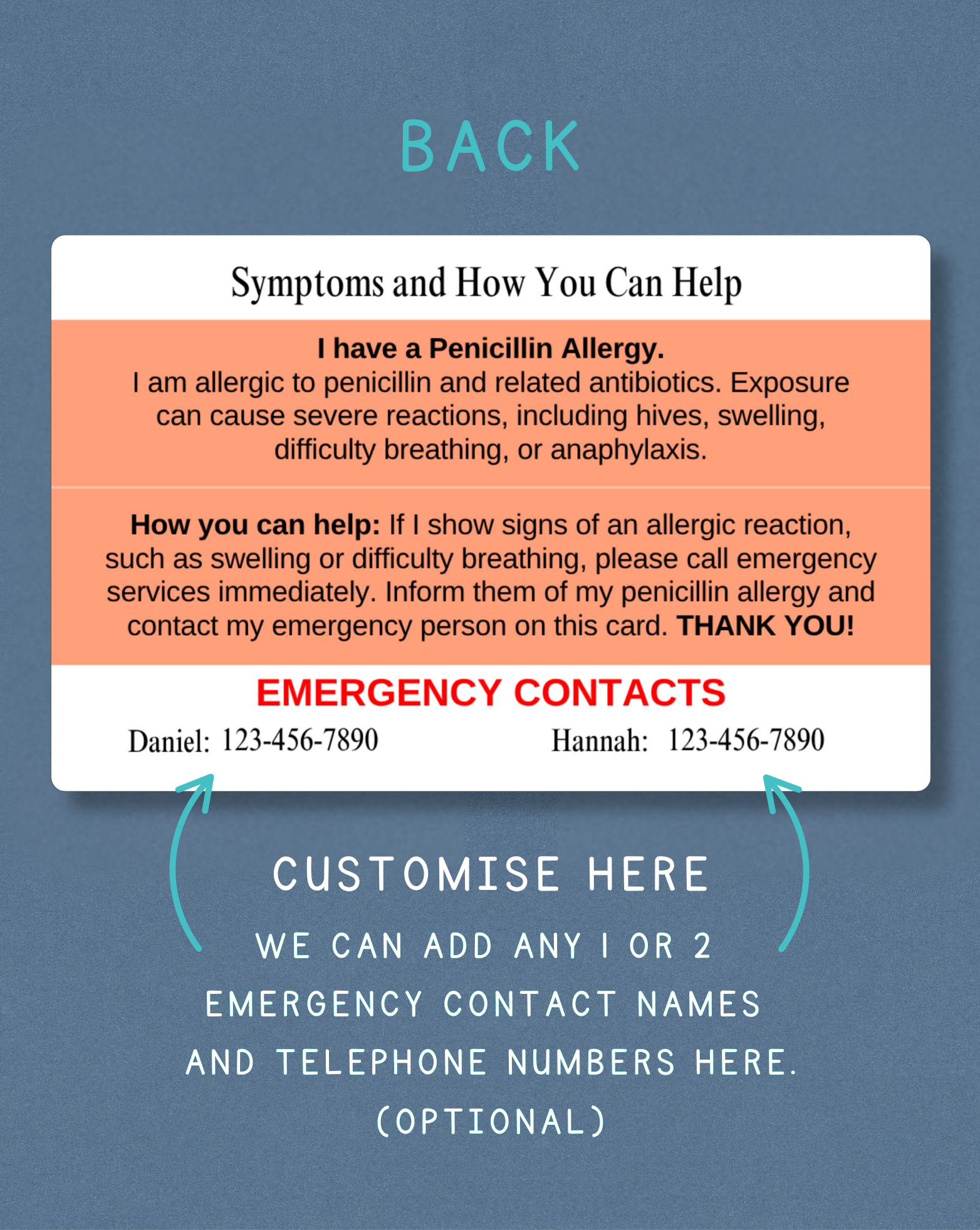 Penicillin Allergy Alert Card