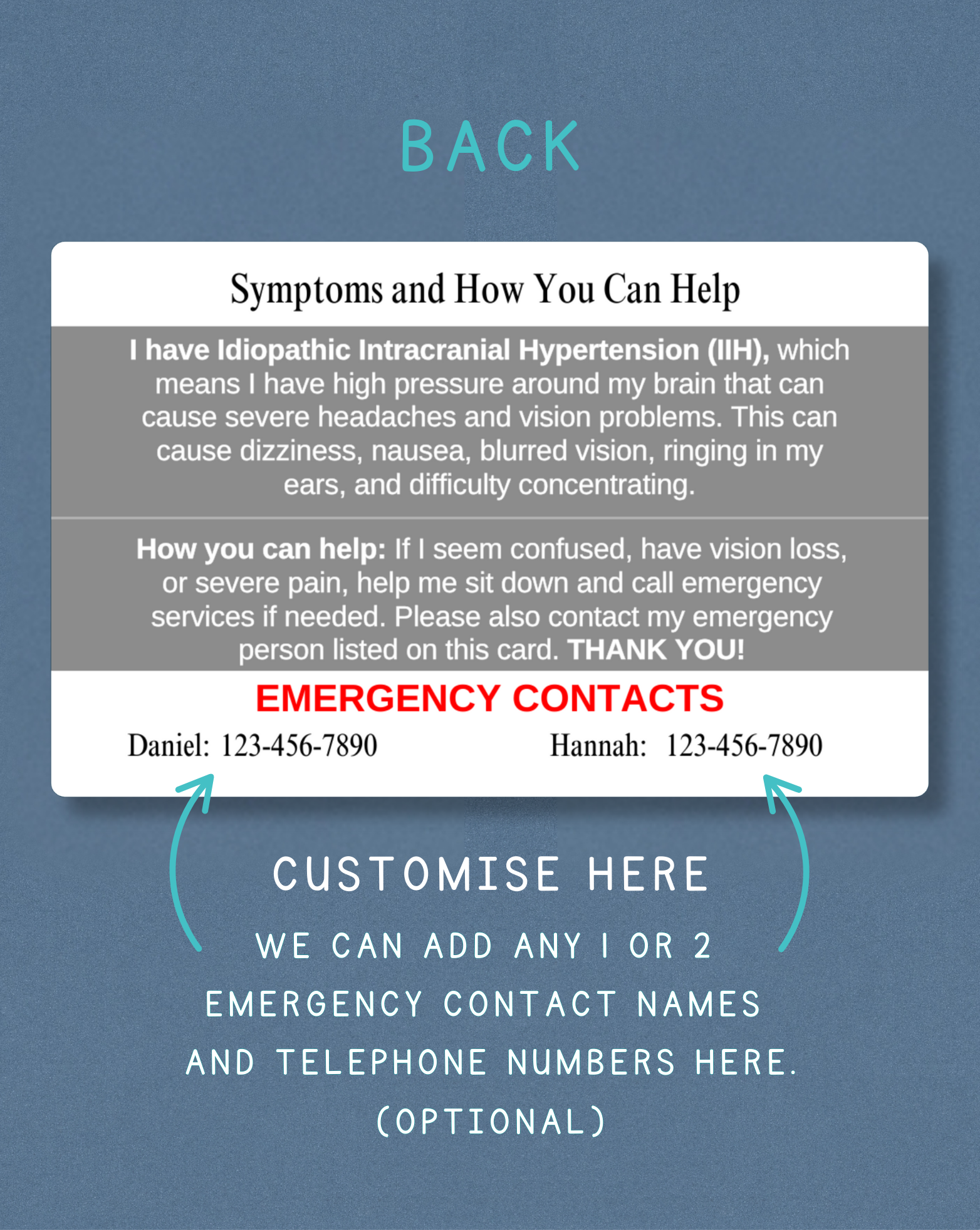 IIH Medical Alert Card