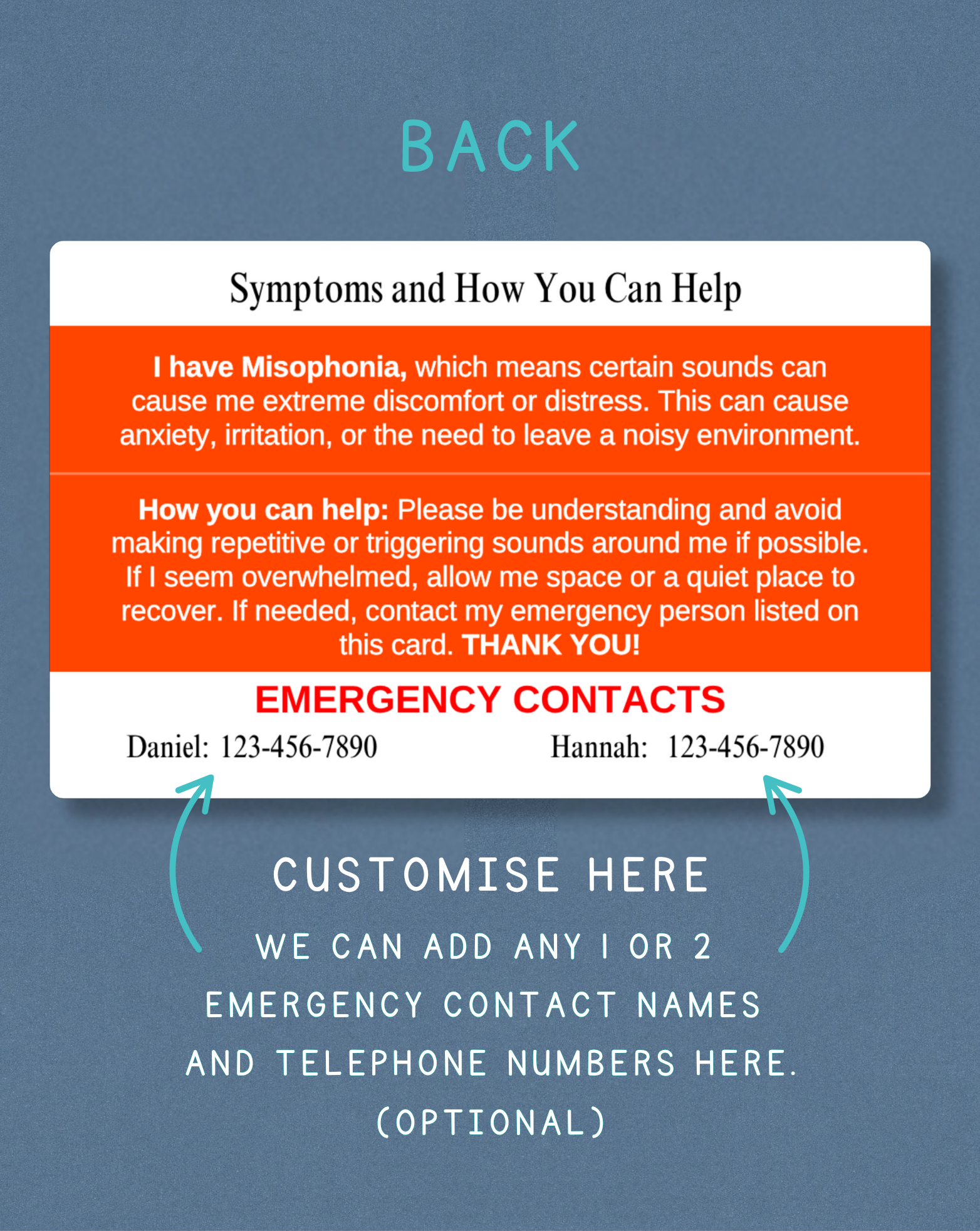 Misophonia Medical Alert Card