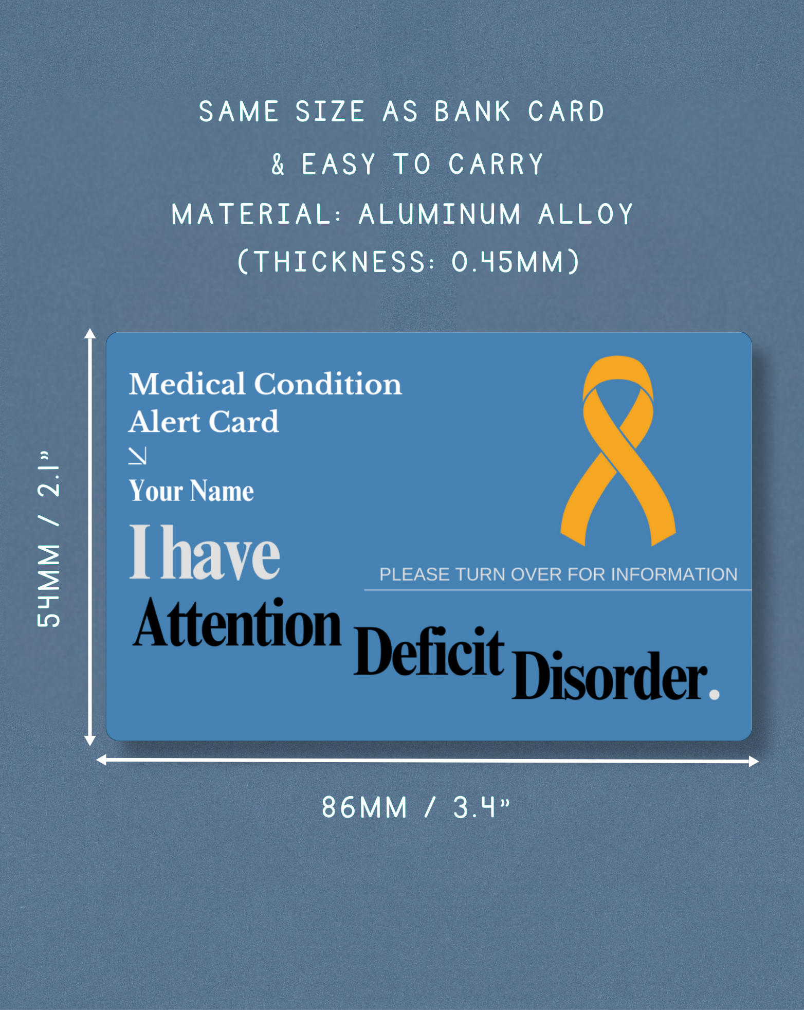 Attention Deficit Disorder Medical Alert Card