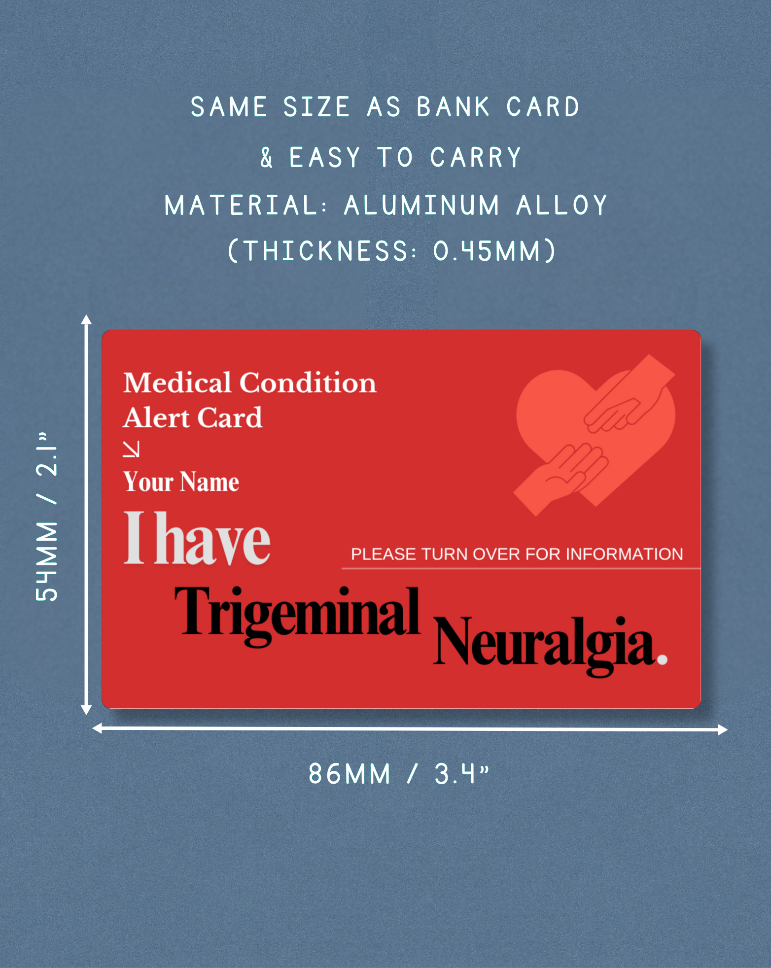 Trigeminal Neuralgia Medical Alert Card