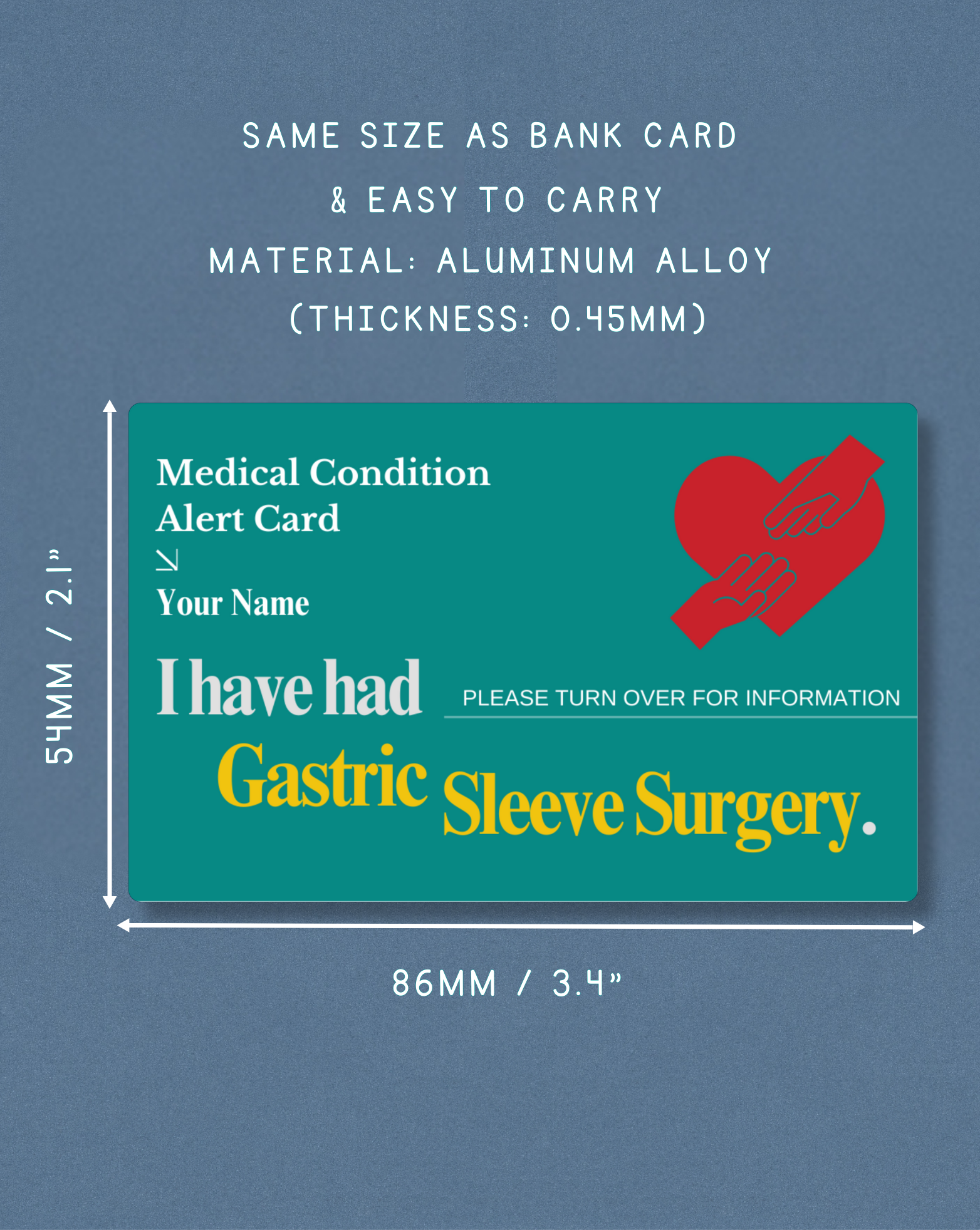 Gastric Sleeve Surgery Medical Alert Card