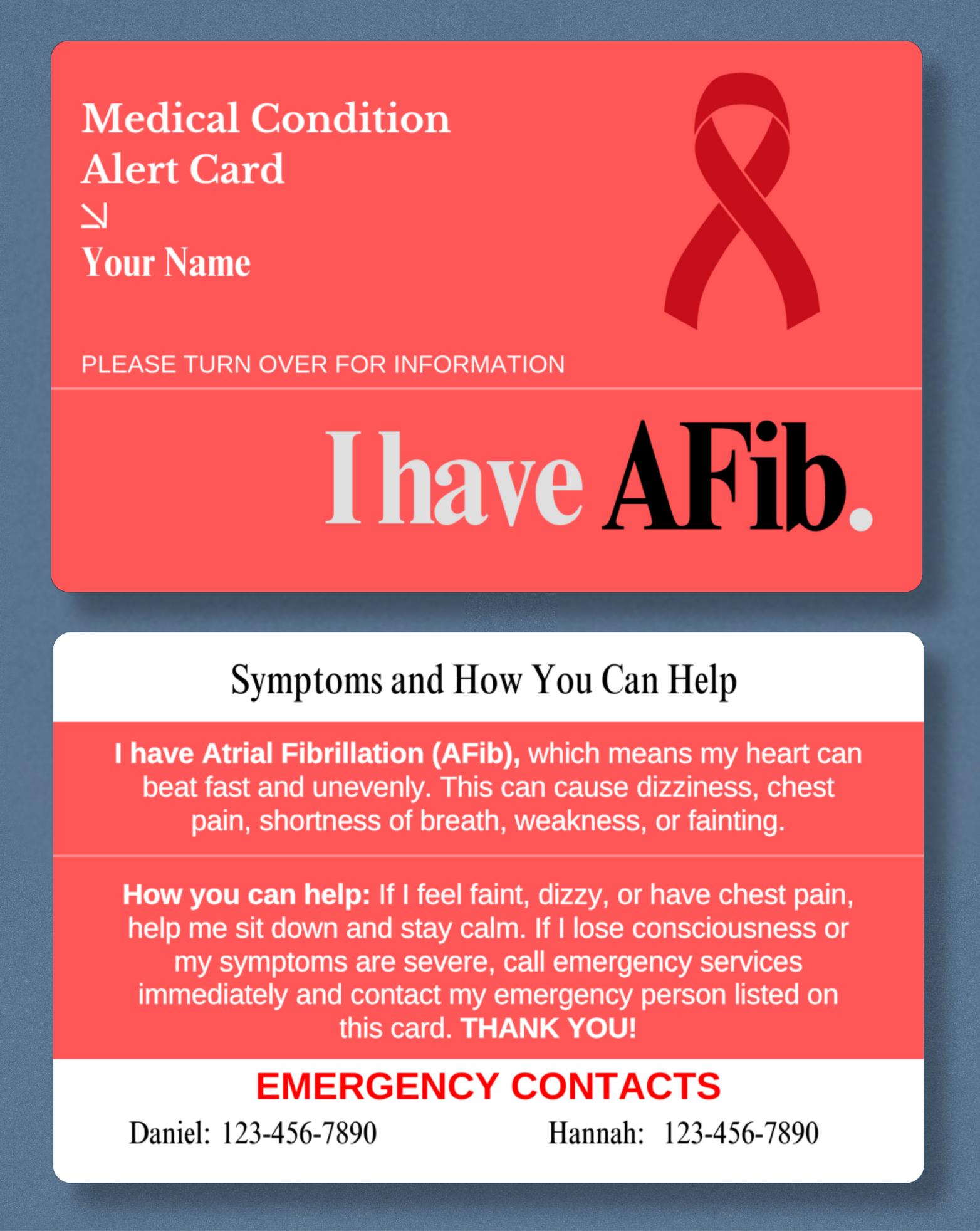 AFib Medical Alert Card
